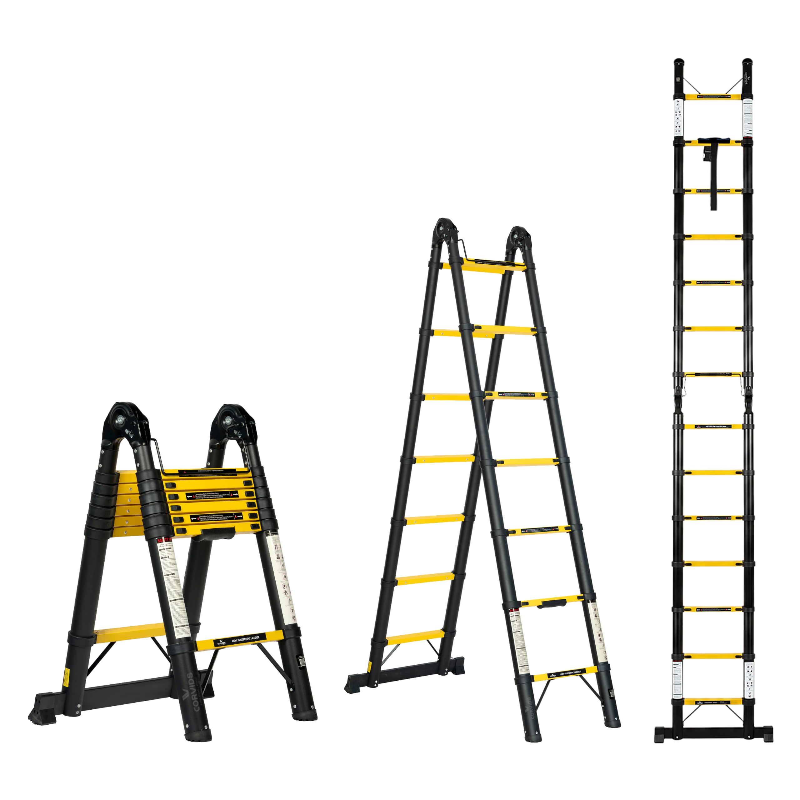 Corvids 5.6m (18.5 Ft) Foldable A-Type Carbon Steel Telescopic Ladder (18-Step), 2-Year Warranty | Heavy Duty Multi-Purpose Extension Ladder, EN131 Certified, Rustproof, 150 kg Capacity — Amazon image 14