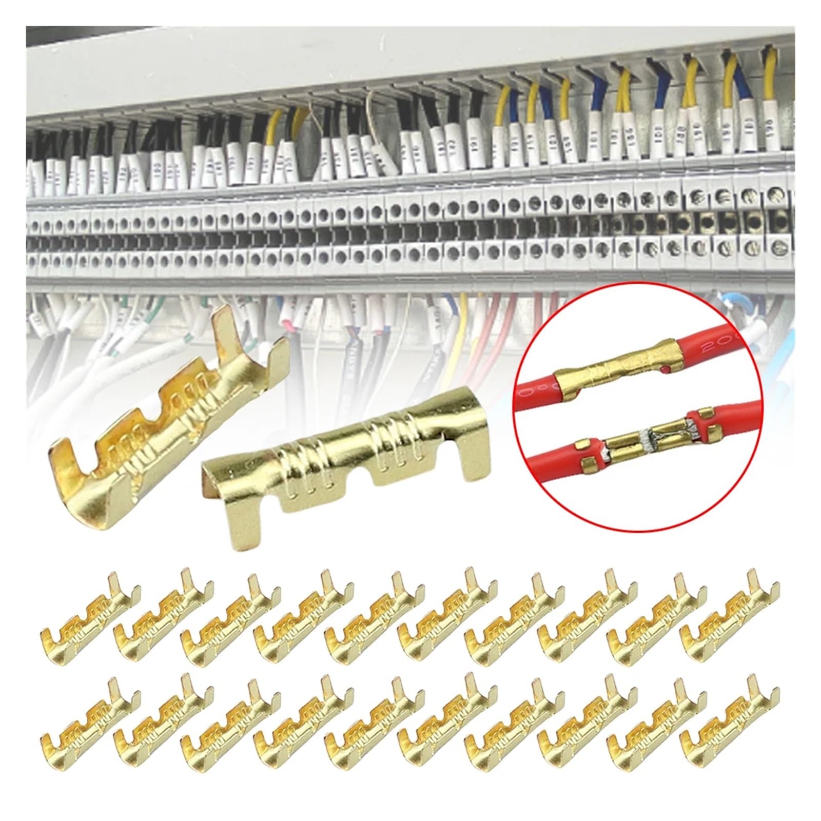 100/200 Stück Tab Kalteinsätze Klemmen 453 U Typ 0,3-1,5 mm2 Drahtverbinder Drücken der Taste Schnellanschlussklemme(100Pcs)
