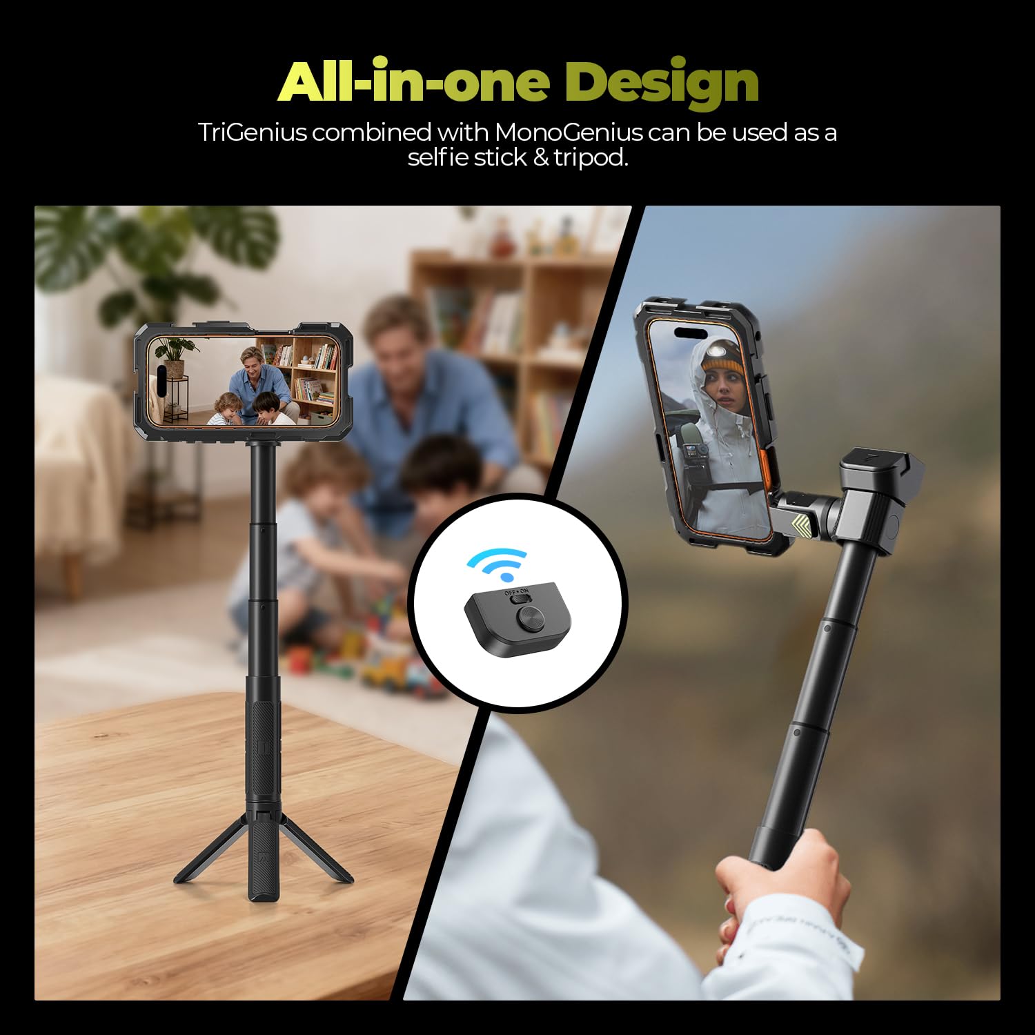 Freewell Genius Rig Cage para iPhone 17 Pro MAX - Configuración sin Herramientas, trípode Multifuncional y Asas monopié, Control Remoto Bluetooth