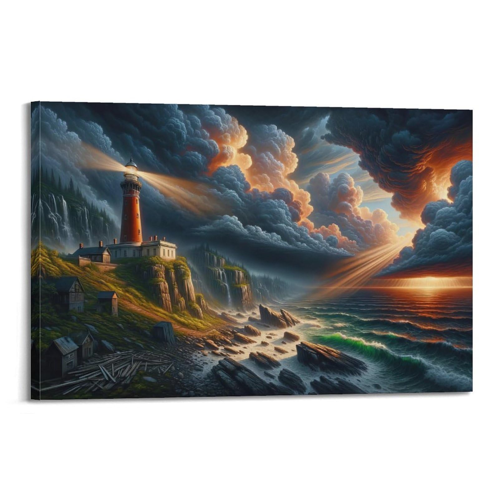 CXHJCA Lighthouse Poster Celestial Signpost Poster Decorative Painting Canvas Wall Posters And Art Picture Print Modern Family Bedroom Decor Posters 24x36inch(60x90cm)