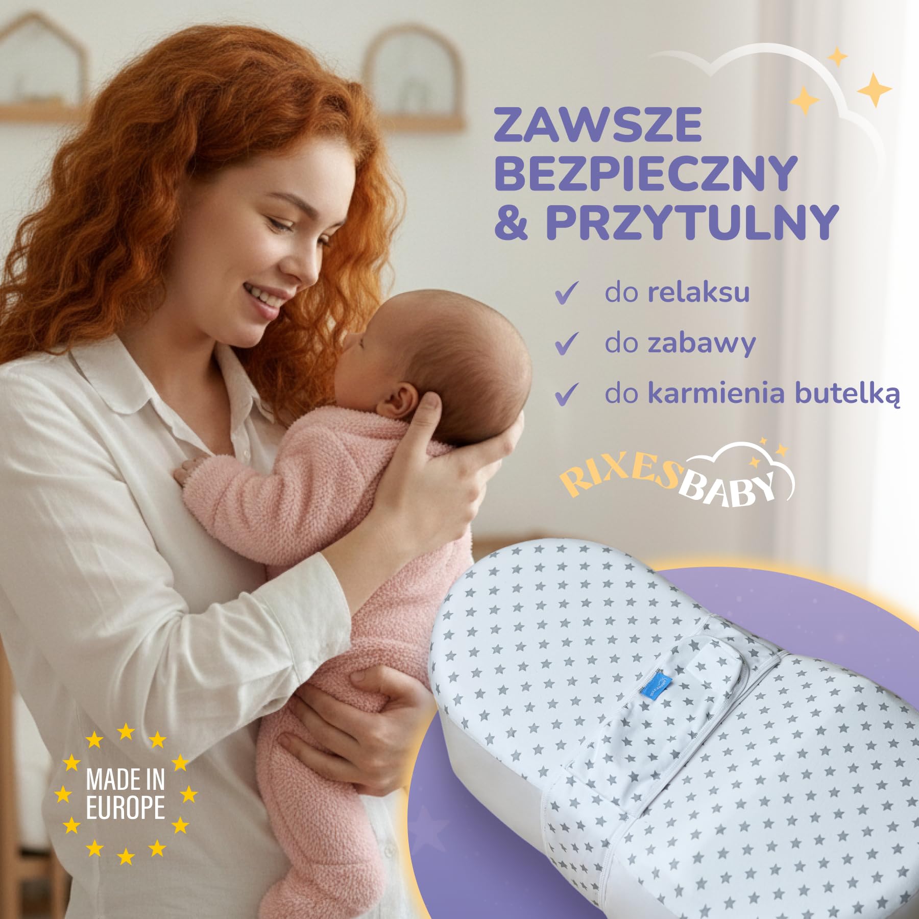 Cocoon RixesBaby Premium Memory Foam dla Niemowląt EU (Gwiazdki)