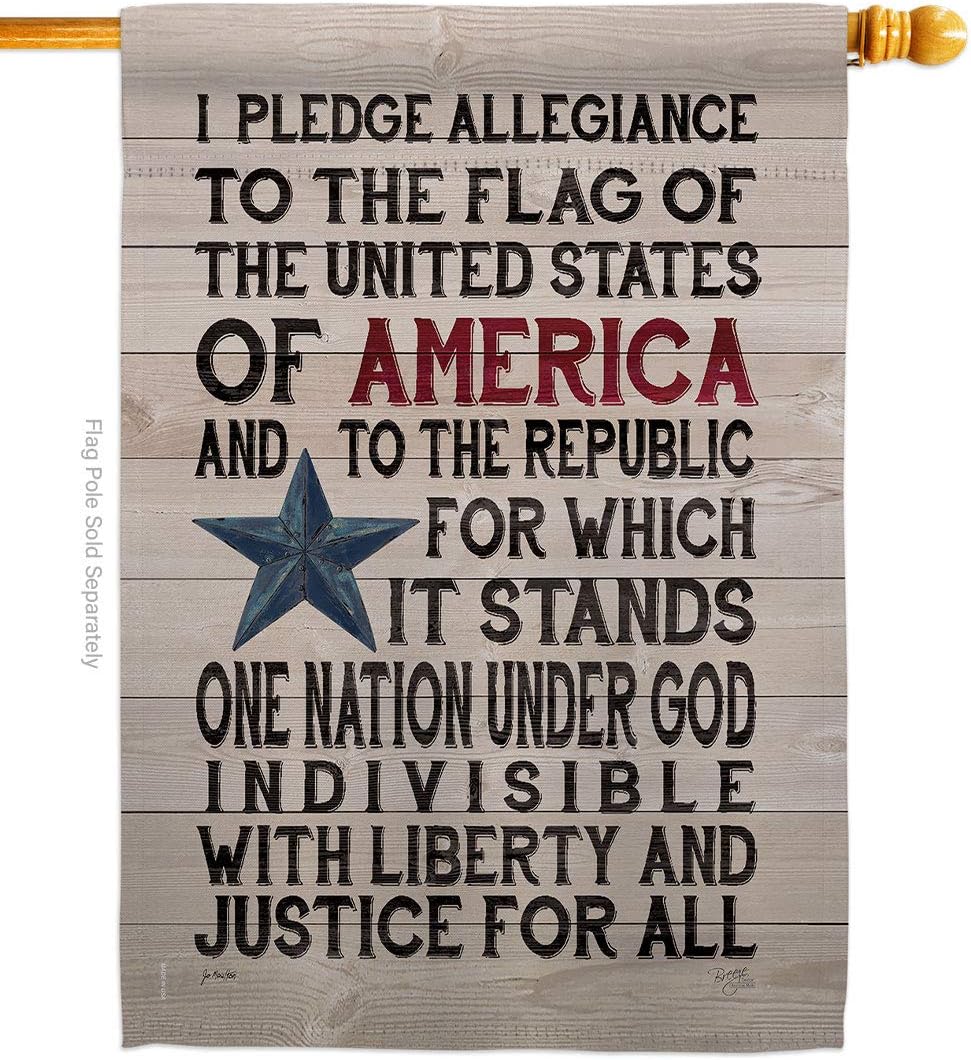 Pledge of Allegiance House Flag Americana Star and Stripes Patriotism Independence Memorial United State American Small Decorative Gift Yard Banner Made In USA 28 X 40