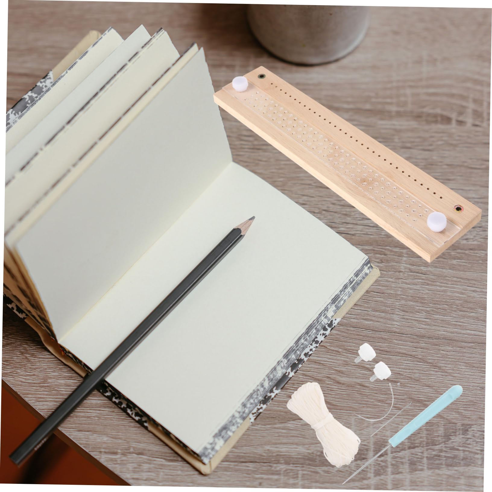 SHINEOFI Kit di Strumenti per Rilegatura Libri Fai da Te Perforatore e Cucitura, in Metallo e Legno, Resistente, per Uso Personale e Taccuini in Carta