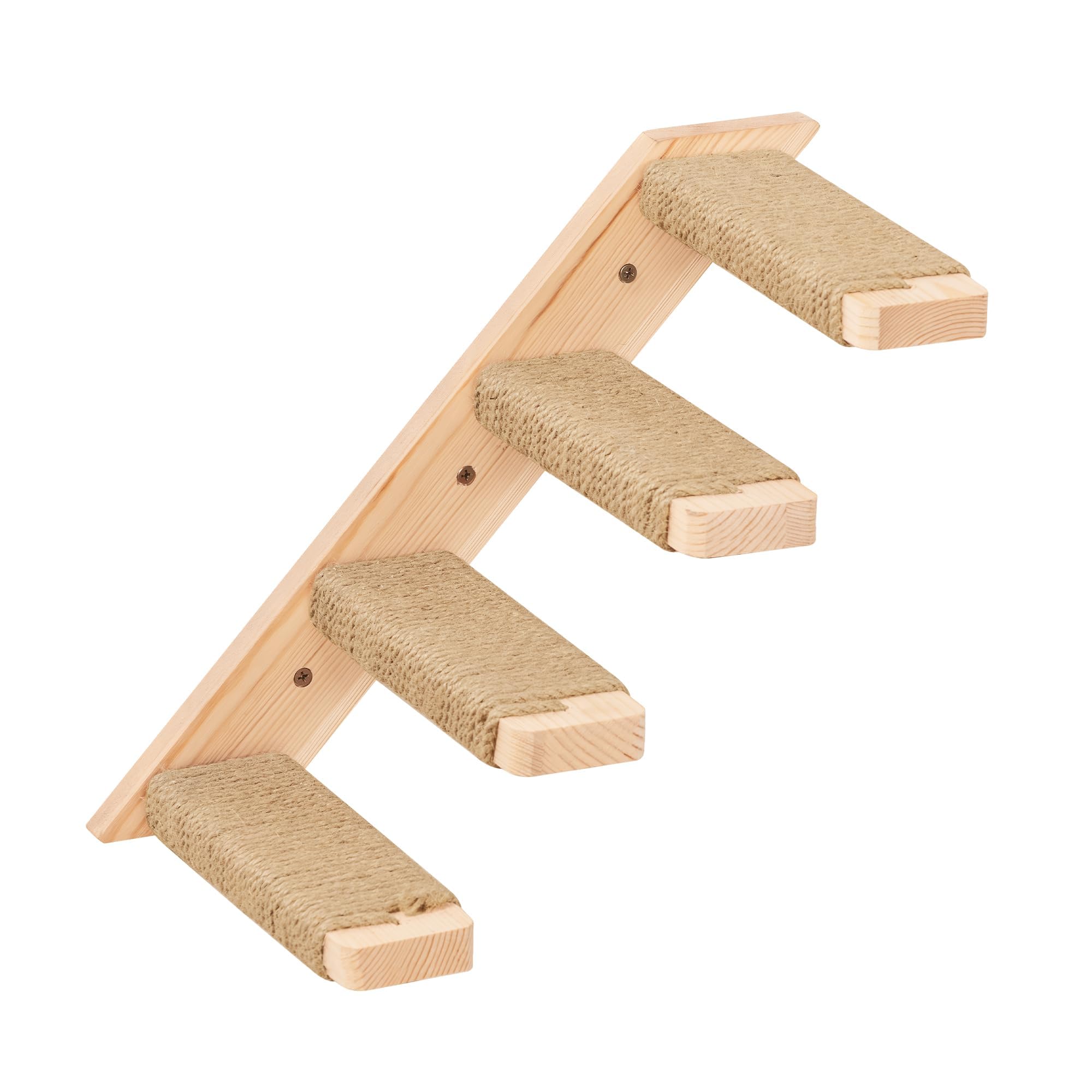 Cat Climbing Shelves Four Stair Shelf Wall Mounted Reversible Left & Right Direction, Cat Stairway Shelf for Climbing with Sisal Rope Ladder Wall Pets Furniture