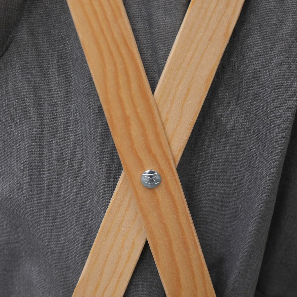 Faltbarer Wäschekorb Grau Holzrahmen Stoffbeutel Pappelholz Canvas 42 x 70 cm für Schlafzimmer und Badezimmer