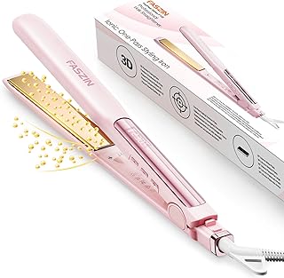 Faszin Planchas del Pelo 2 en 1, Calienta en 20s Plancha Pelo, de Titanio con Iones Plancha de Pelo, Pantalla LCD Clara, Ideal para Alisar, Rizar y crear Ondas (Rosa)