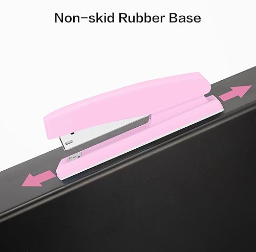 Miniatura 5 de Deli Engrapadora, engrapadora de escritorio, paquete de 2, engrapadora de oficina, capacidad para 25 hojas, incluye 2000 grapas y 2 removedores de