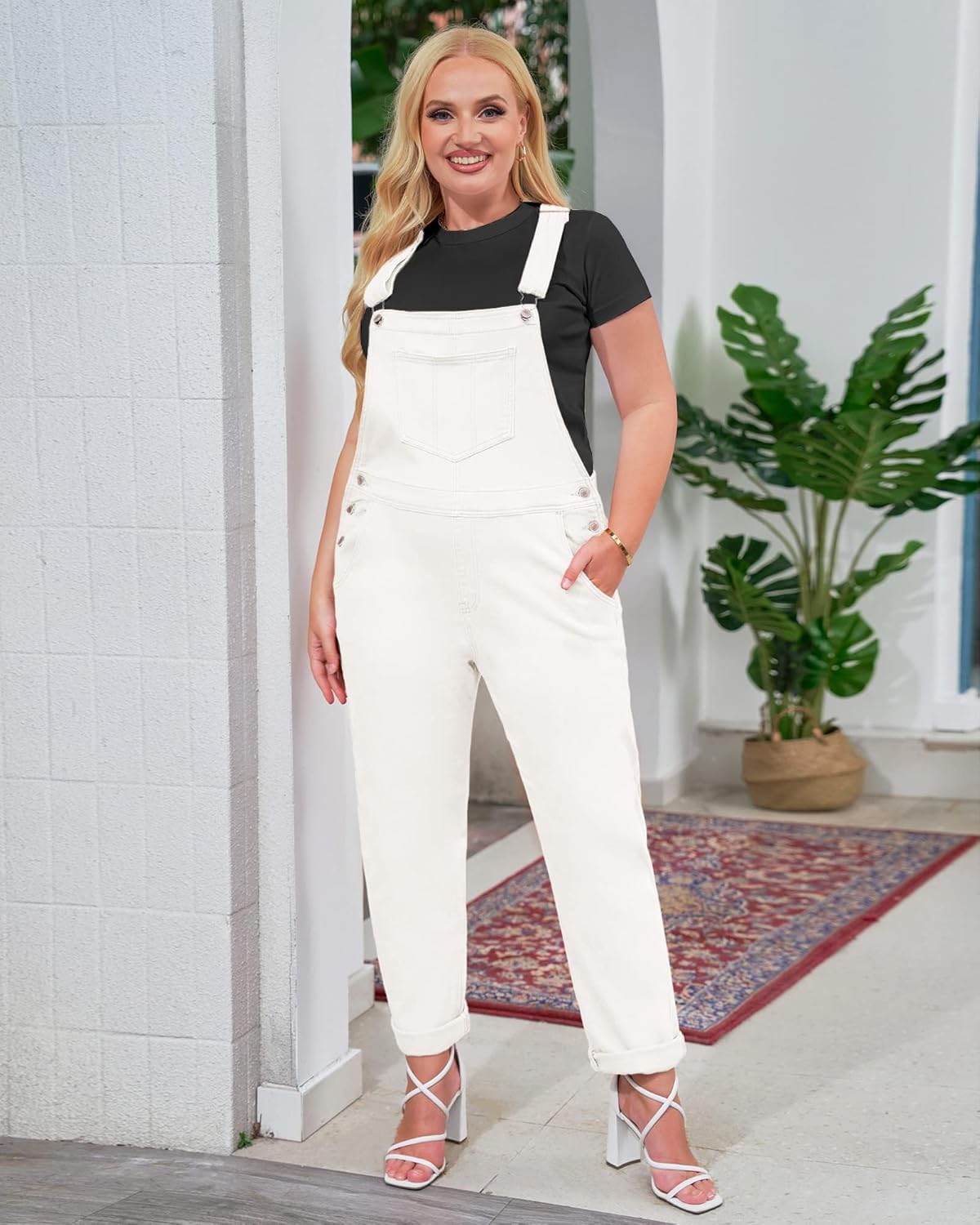 Vetinee Womens Classic Adjustable Straps Pockets Denim Bib Overalls Jeans Pants - Image 7