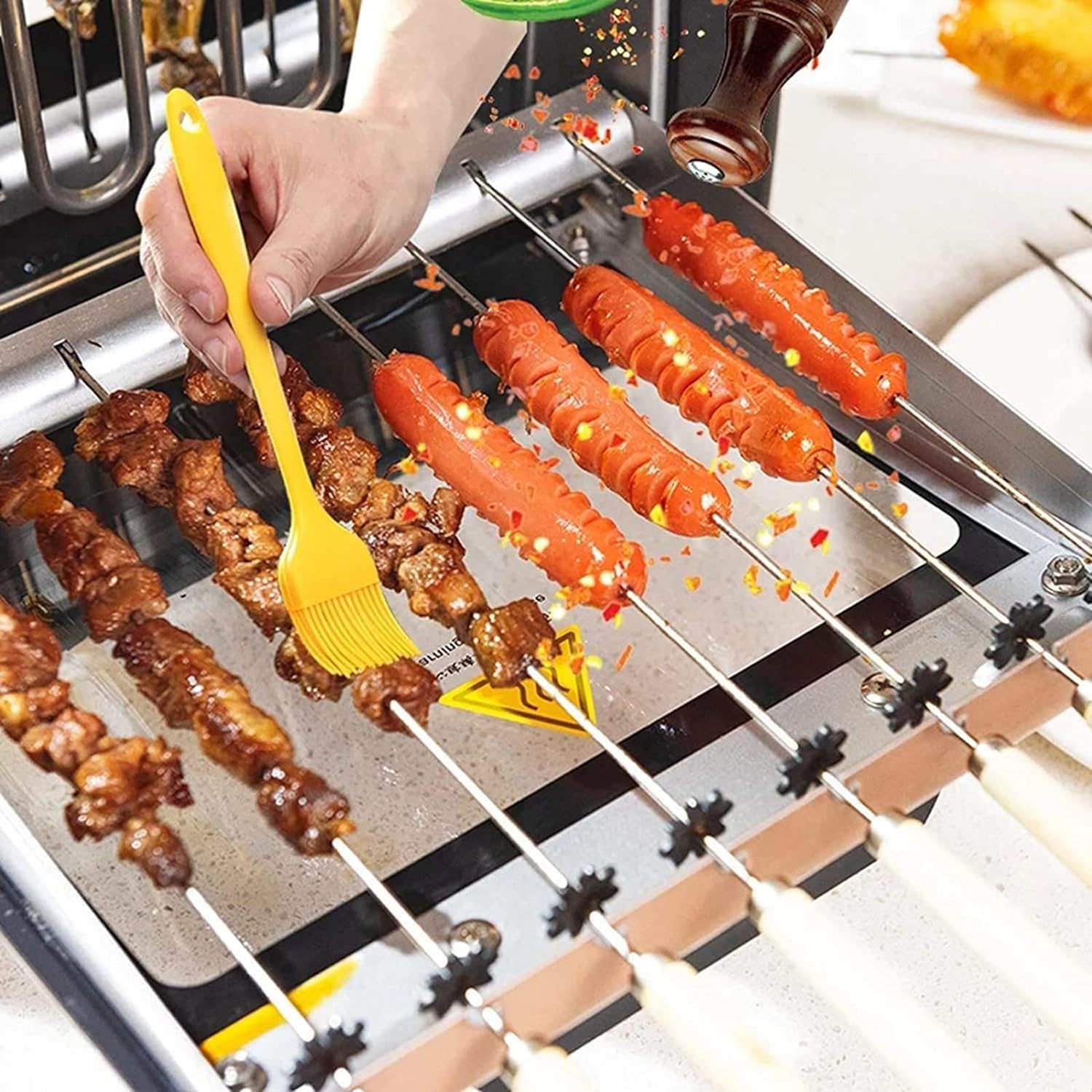 1200W Electric Barbecue Grill, Smokeless 360 ° Automatic Rotating Lamb Skewers Vertical Grill Cooks Kebabs Skewers and Roasts,16 String BBQ Grill for Indoor and Outdoor