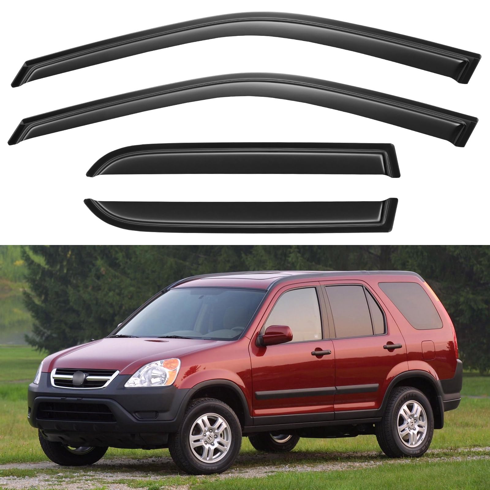 Window Visors Rain Guards for 2002 2003 2004 2005 2006 Honda CRV CR-V | Out-Channel Window Vent Wind Deflectors Visors Shades Protectors for 02 03 04 05 06 Honda CRV CR-V SUV