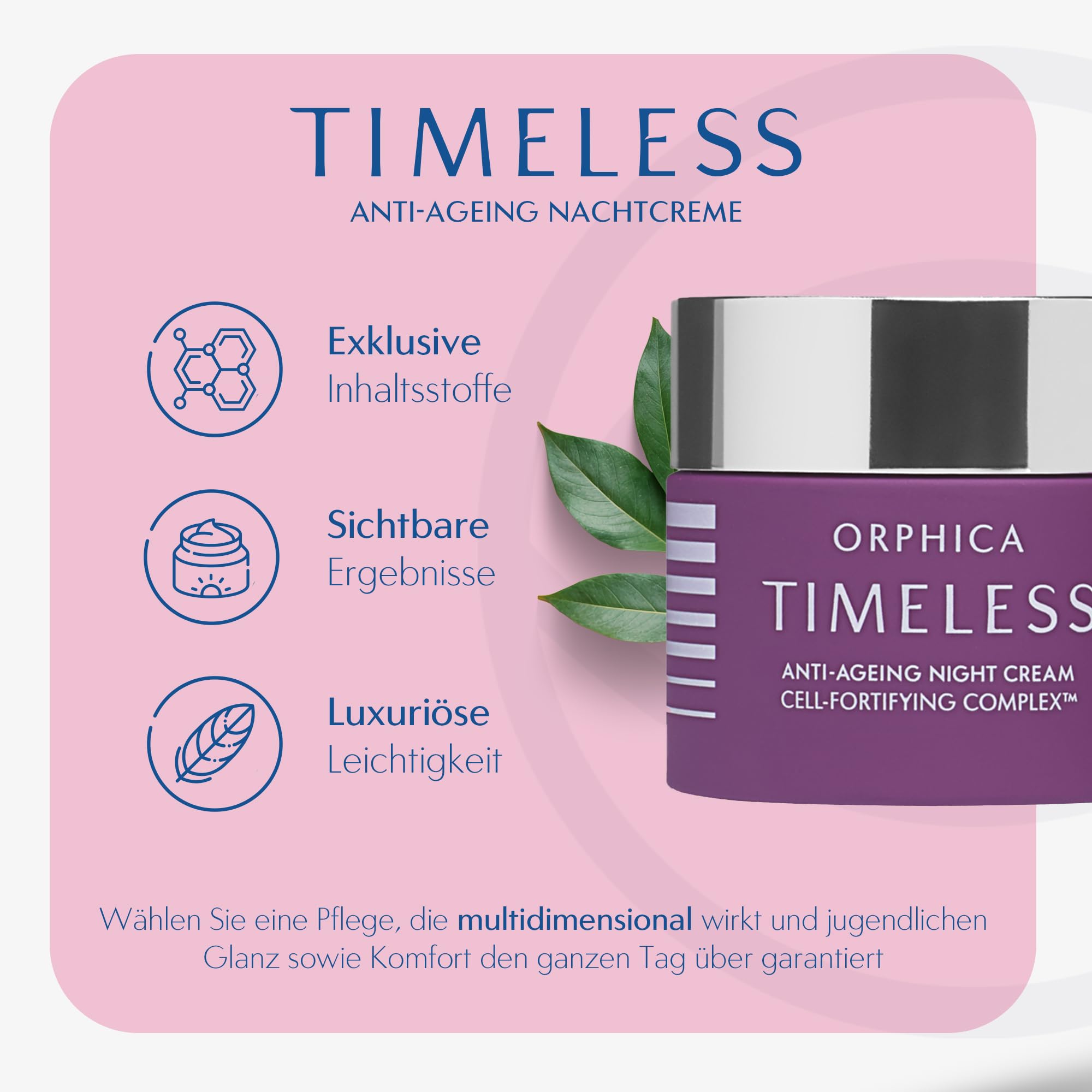 Orphica Timeless Anti-Aging-Nachtcreme 50 ml - Regenerierende Nachtpflege für Frauen - Feuchtigkeitsspendende Gesichtspflege - Straffende Creme gegen Hautalterung und Falten