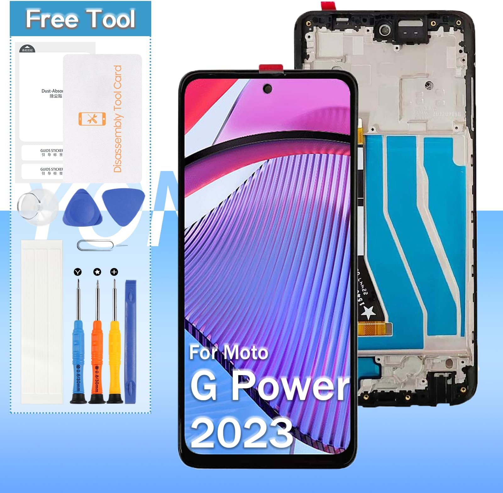 Screen Replacement for Motorola Moto G Power 5G 2023 XT2311 6.5“ LCD Display Touch Digitizer Assembly with Tools(Black with Frame)