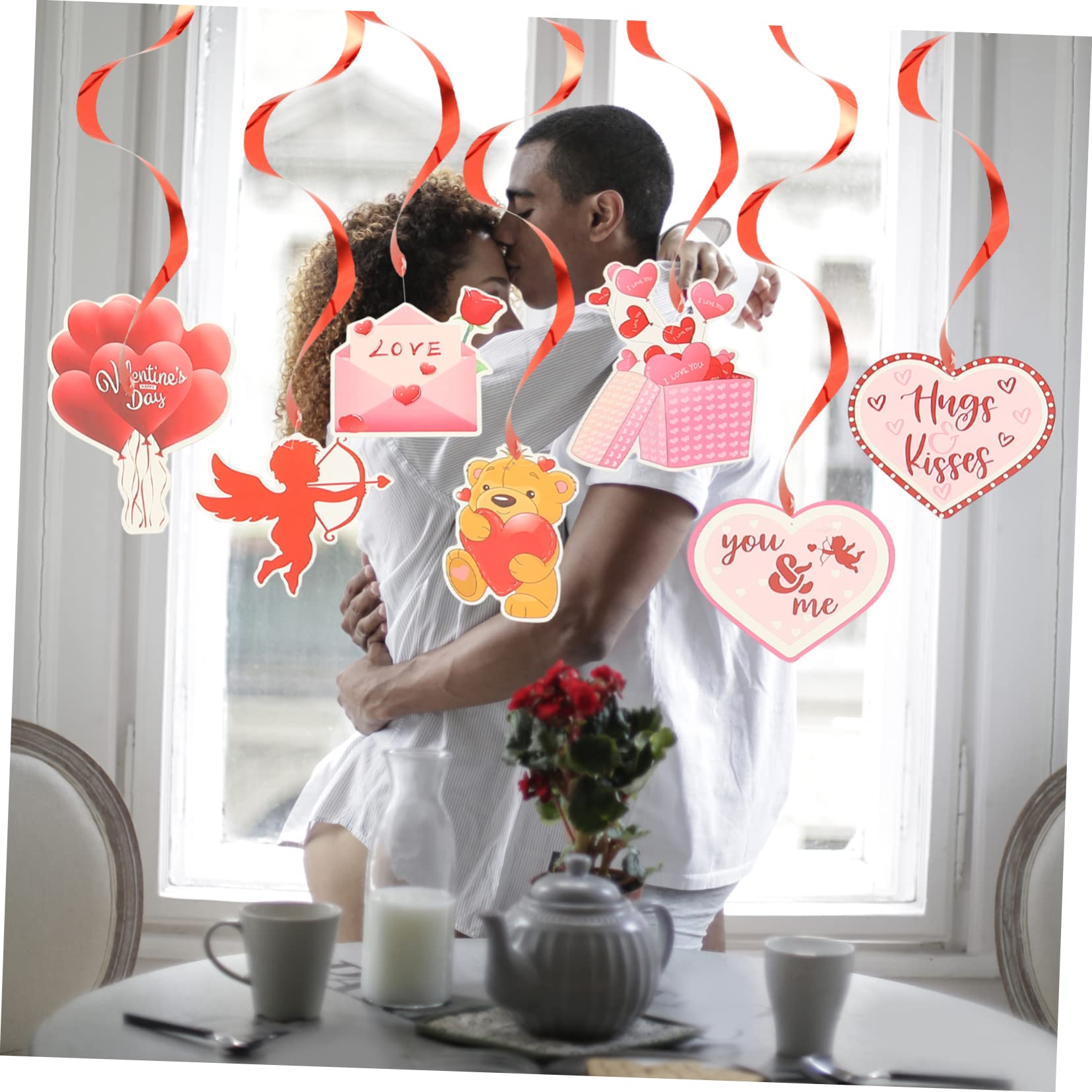 Alipis 48stücke Teiliges Herz-Angel Spiralpendel Für Valentinstag Hochzeiten Und Partys Romantische Dekoration Für Deckenhängungen Und Besondere Anlässe