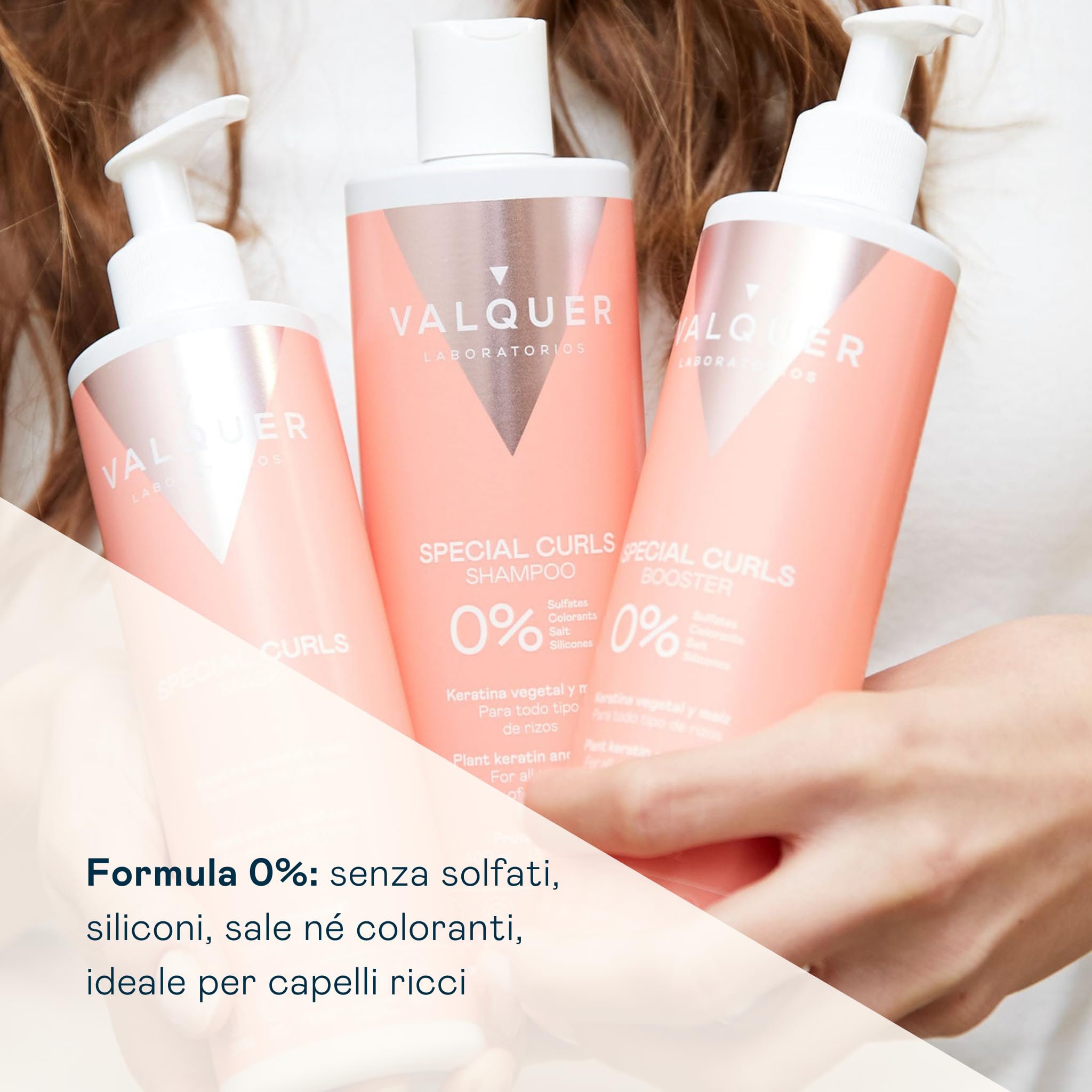 Valquer, Confezione Shampoo Metodo Ricci, Maschera, Balsamo Speciale per Ricci, Senza Solfati, Senza Sale, Fino al 96% di Origine Naturale | Routine completa per ricci definiti | Idratazione intensa con cheratina vegetale e mais | Vegano