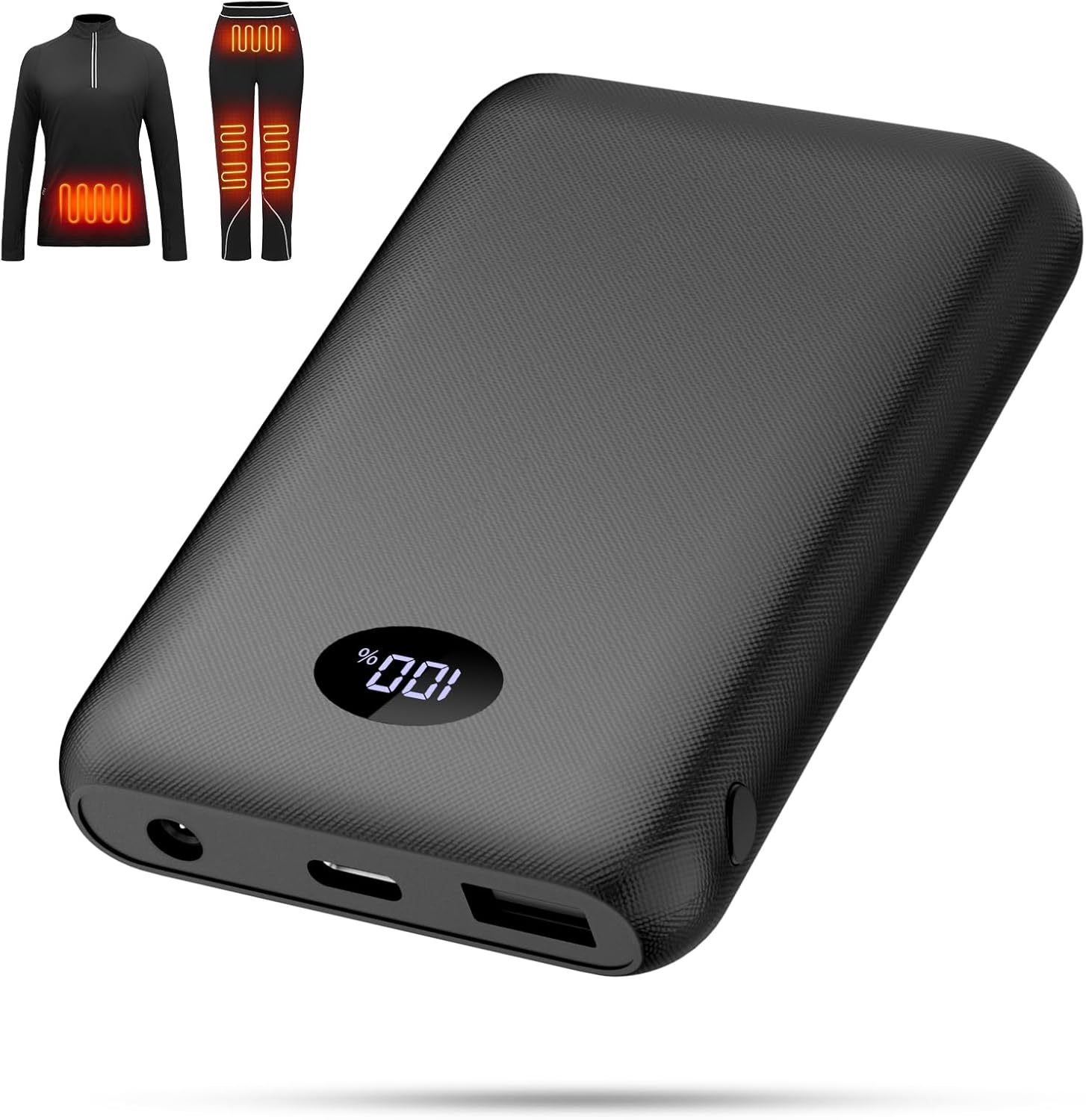 FERNIDA 10000mAh Battery Pack for 7.4V DC Heated Vest, Pants, Shirt, Power Bank 5V/9V/12V Type-C in&Out with Digital Display
