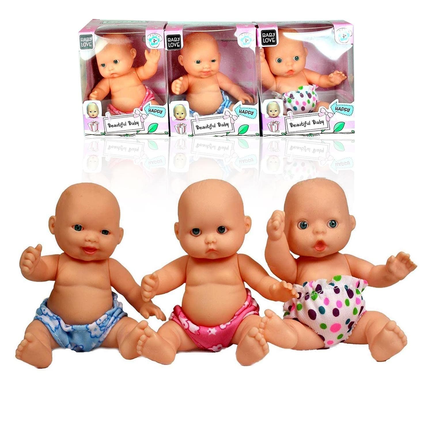 Xwin Mini Reborn Baby Dolls - 4 in (Pack of 1) Realistic Silicone Baby Doll with Moveable Joints, Waterproof Baby Doll Gift Set with Nappy Pants and Display Box Packaging