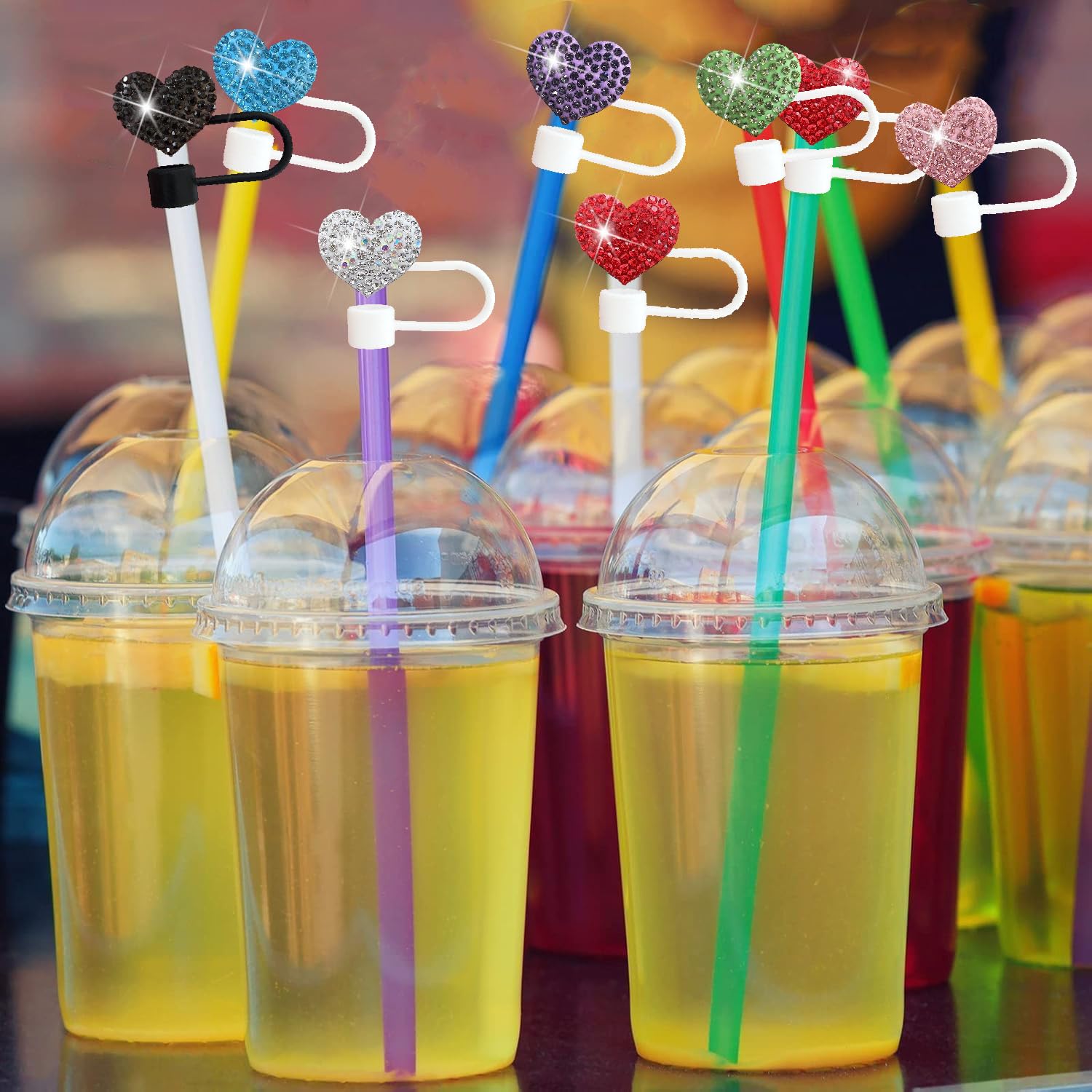 Stanley Tumbler Straw Covers - 4 Pack Bling Rhinestone Caps For 30oz & 40oz (2 Silver, 2 Colorful)