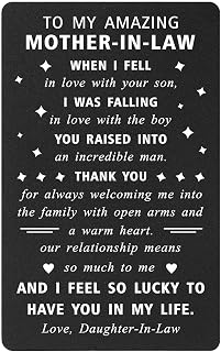 Mother In Law Gifts from Daughter In Law, Thank You Cards for Mothers Day Birthday Christmas