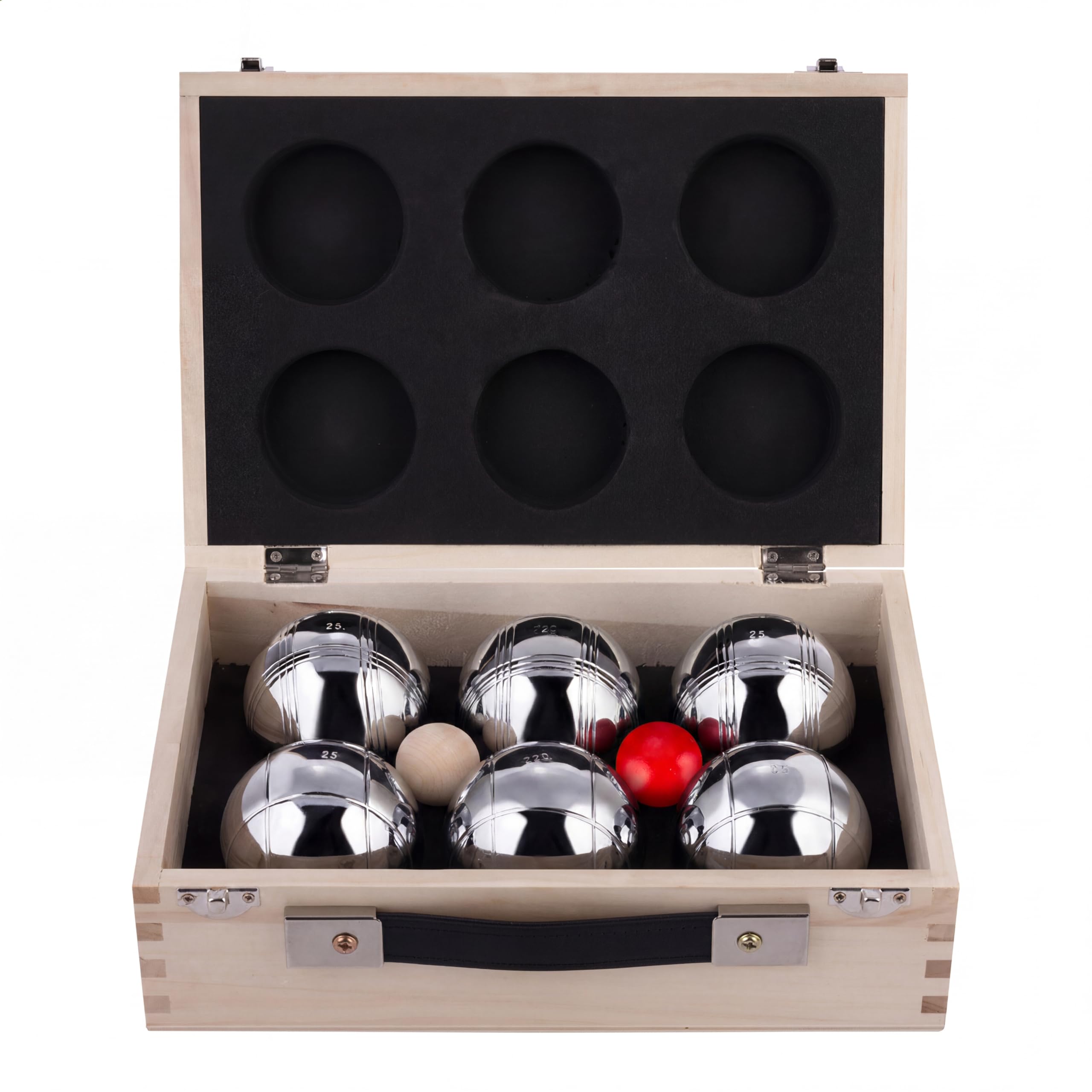 Engelhart - 010205 - Set Bocce di Lusso, 2 x 3, con Cassetta in Legno - Petanca - Triplette da 720 g