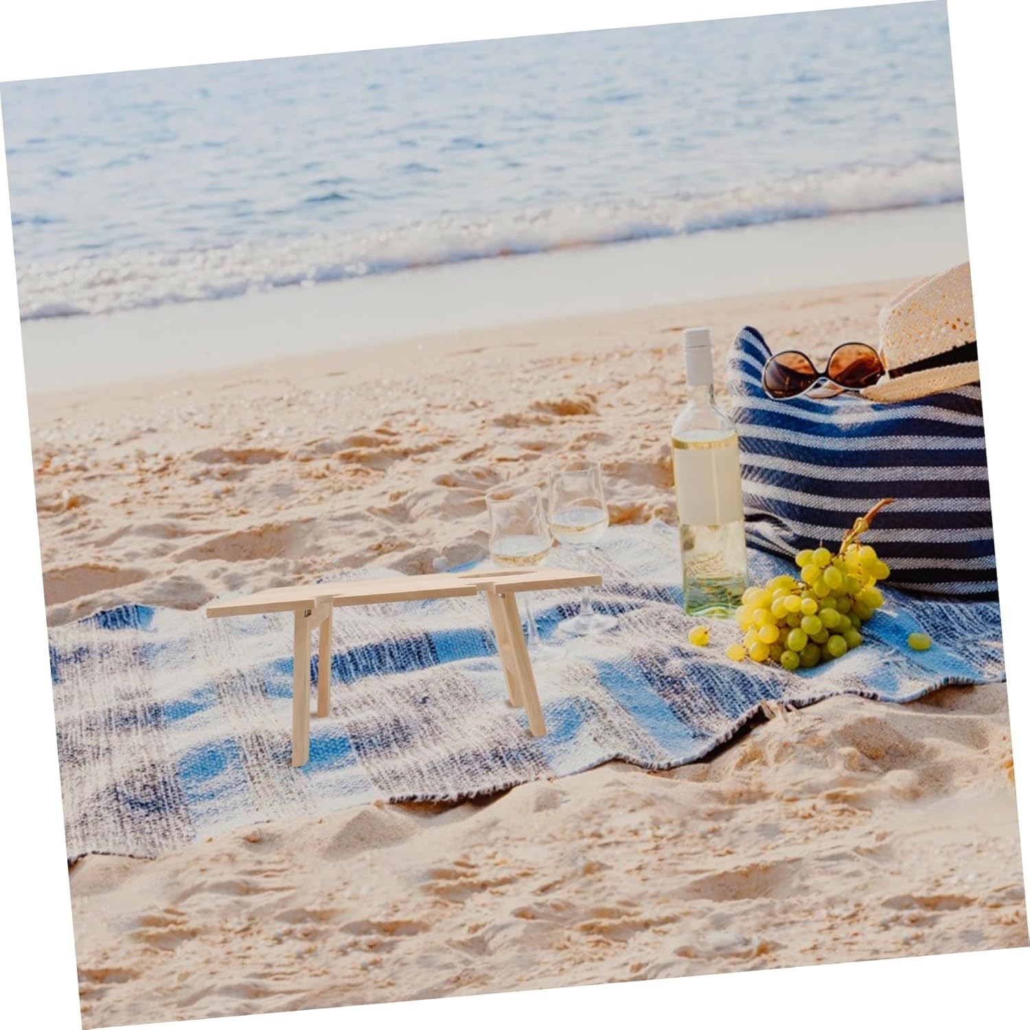 BESPORTBLE 1pc Portable Folding Wine Table Compact Square Picnic Serving Desk Lightweight Outdoor Accessory for Camping Beach Parties and Gatherings