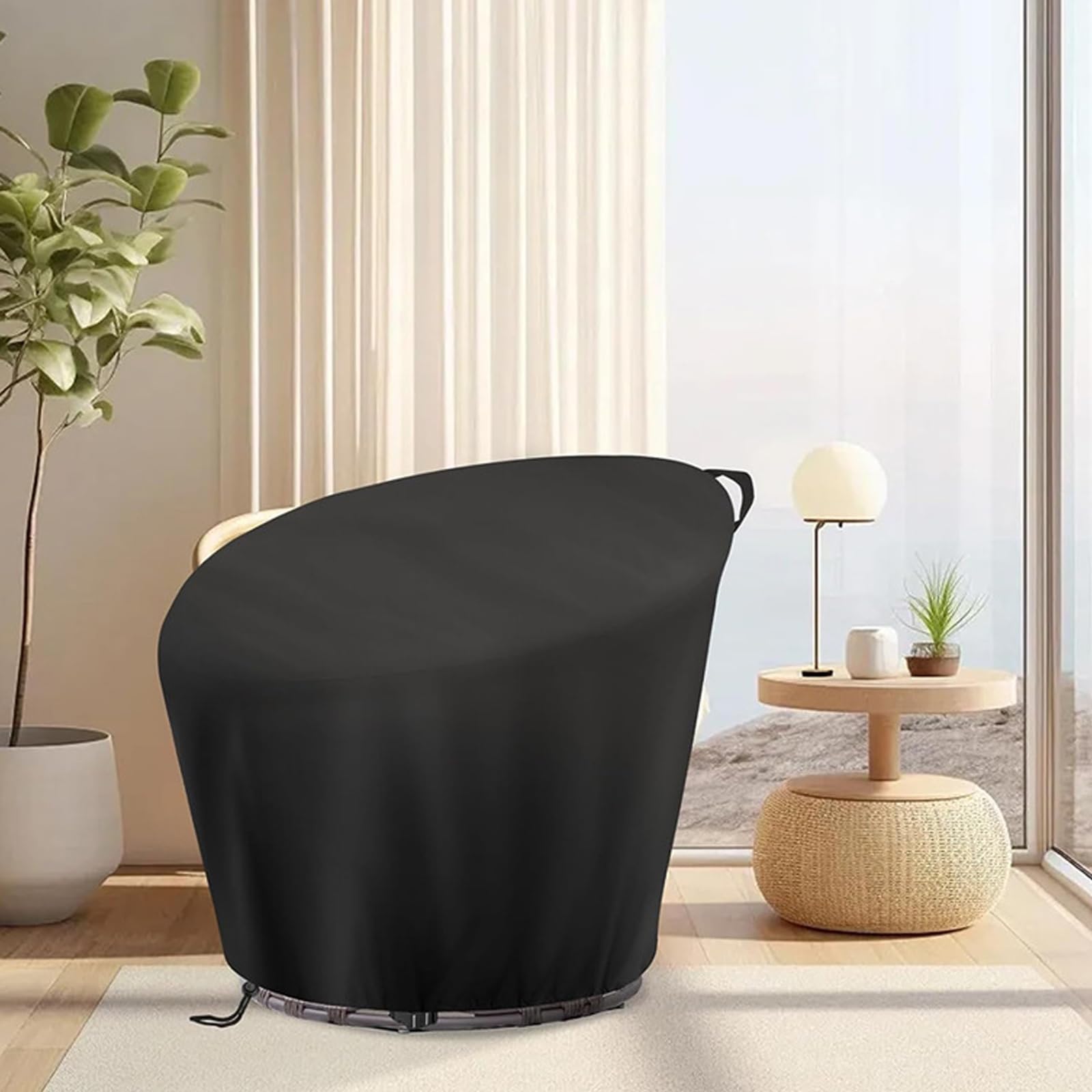 Bâche de Protection pour Fauteuil Papasan, 420D oxford Housse pour Chaise Pivotant Extérieur de Jardin Extérieur, Imperméables Couverture de Chaises à Bascule en O(Size:420D:132*51*89cm,Color:beige)
