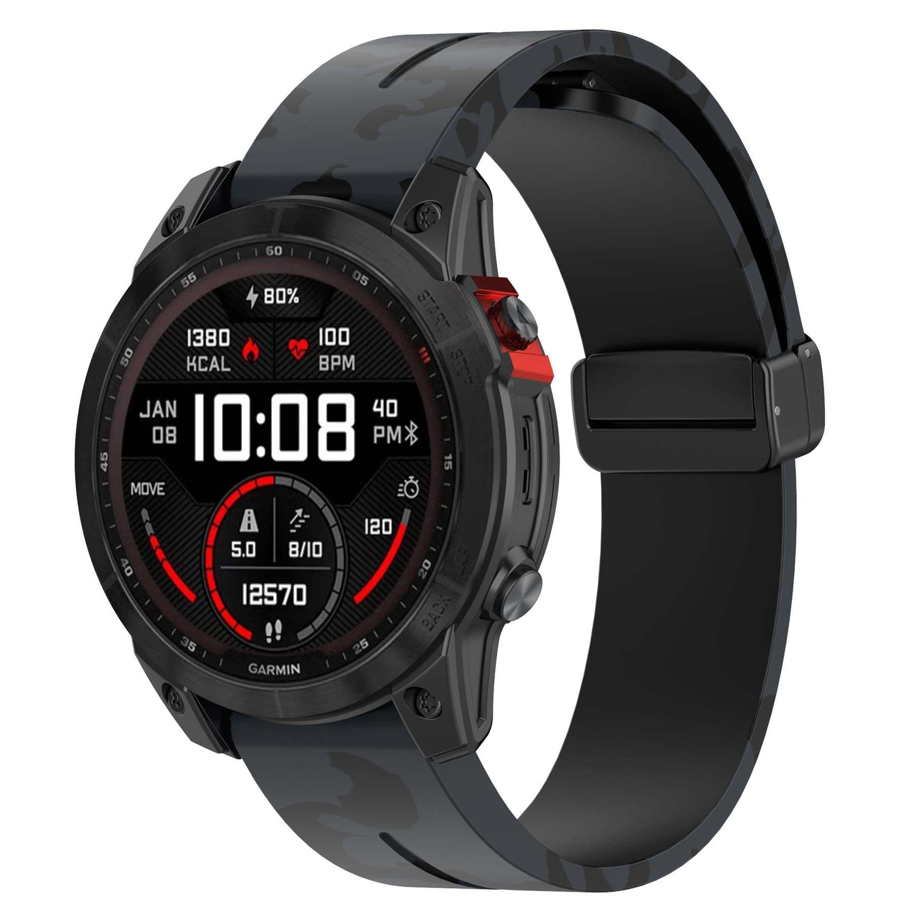 Compatibile con Garmin Fenix 7 Band 22 mm Camouflag facile da montare cinturino di ricambio in silicone per 5/Fenix 5 Plus/Fenix 6/Fenix 6 Pro/Forerunner 935/Forerunner 945/Approach S60/Quatix
