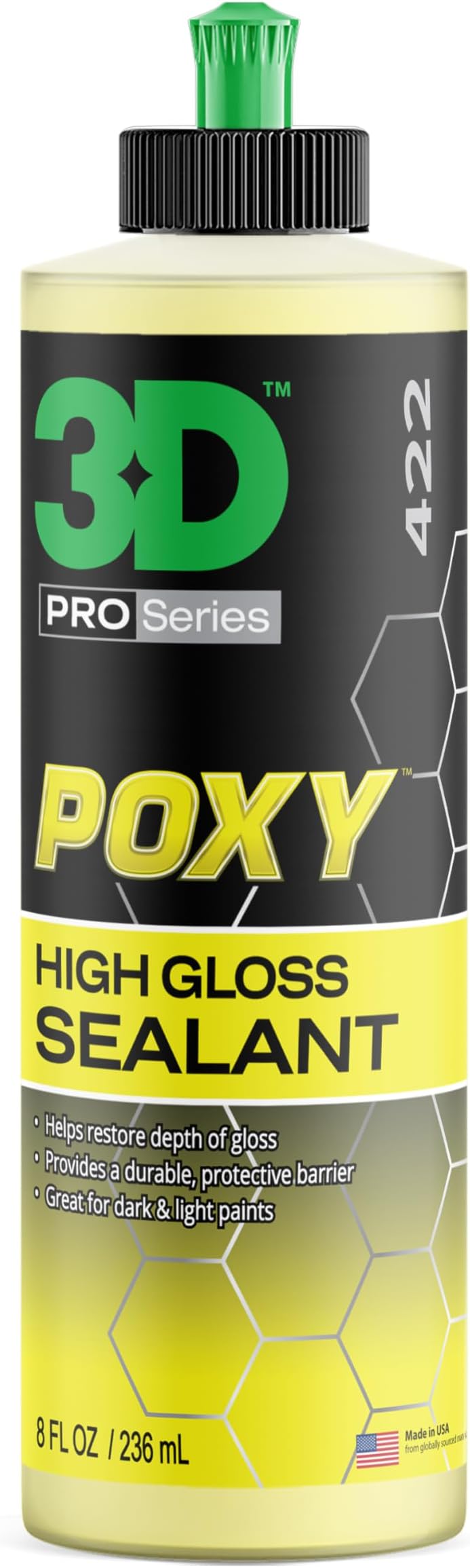 3D POXY Montan Wax Sealant – Long Lasting Hybrid Car Wax for High Gloss Finish & Paint Protection | Non-Staining Formula | Easy to Apply | Made in USA |8 oz