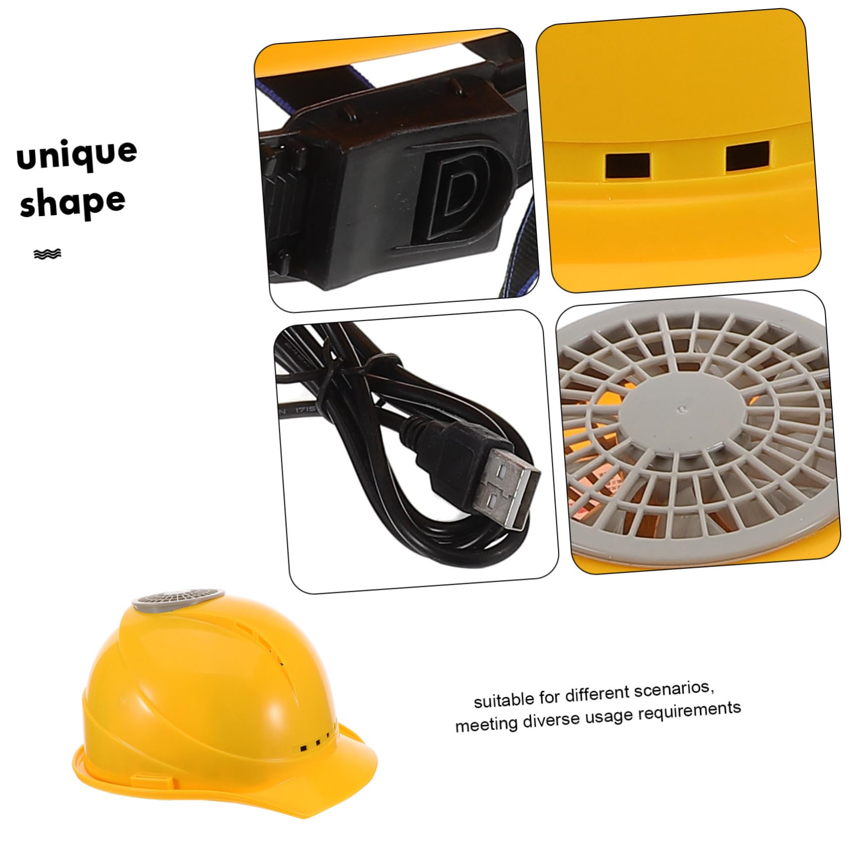 Gatuida Capuche avec Fan Casque de Travail pour la Construction Casque de Ventilateur Casque de Construction Casque de sécurité pour Les Fans Chapeau de Chantier Acier Inoxydable Jaune