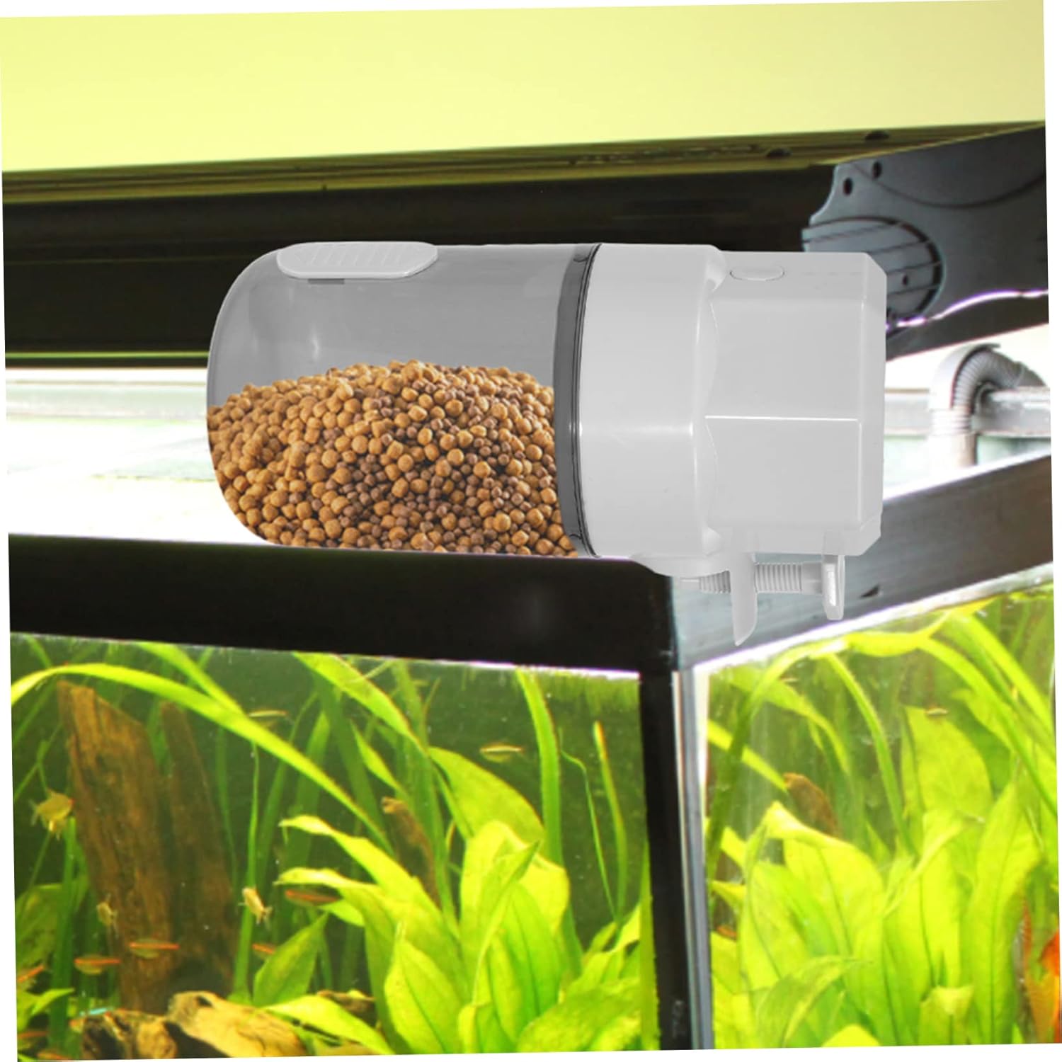 Kisangel Automatic Fish Feeder Intelligent Timing Dispenser for and Spacious Food Box for Vacation Use Transparent Design for Easy Monitoring for Small Aquariums