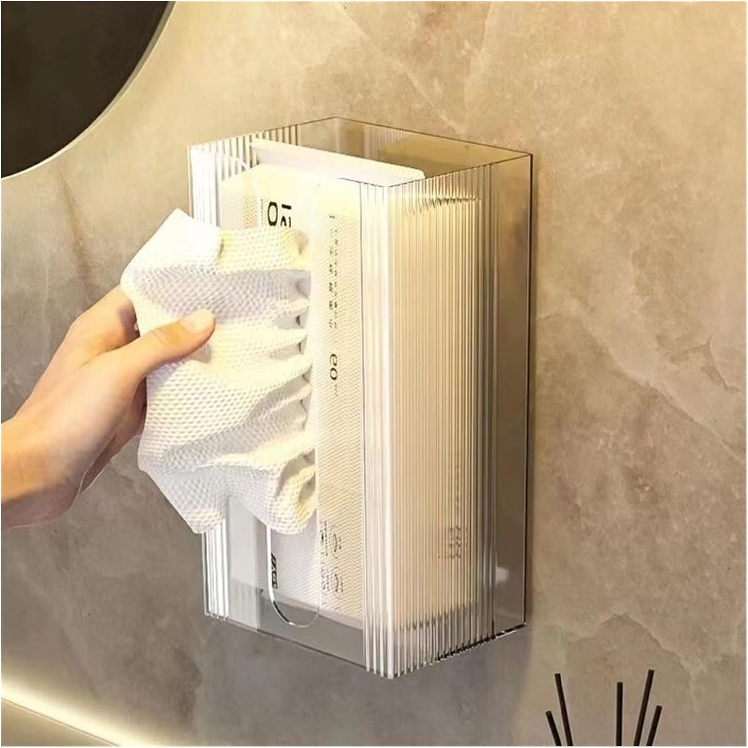 Tissue Holder Wall-Mounted Tissue Box, Plastic Tissue Cover Box for Bathroom Bedroom Dresser Countertop Desk Tissue Box(White)