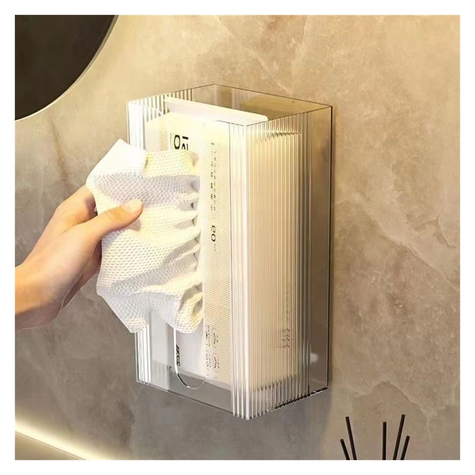 Wall-mounted tissue box Wall-mounted Tissue Box, Plastic Cover for Bathroom Bedroom Dresser Countertop Desk(White)