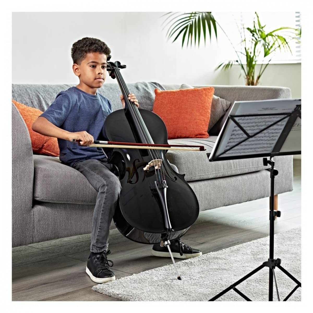 Gear4music Strumento per violoncello 1/2 misura per principianti Nero
