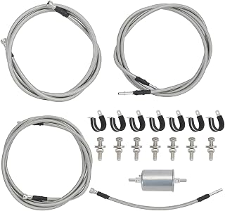 Flexible Stainless Steel Braided Fuel Line Kit Compatible with Chevy Silverado 1500 2500 HD 3500 99-03 For GMC Sierra 1500 2500 HD 3500 99-03 Replace 819-840, 15043857, 15765803
