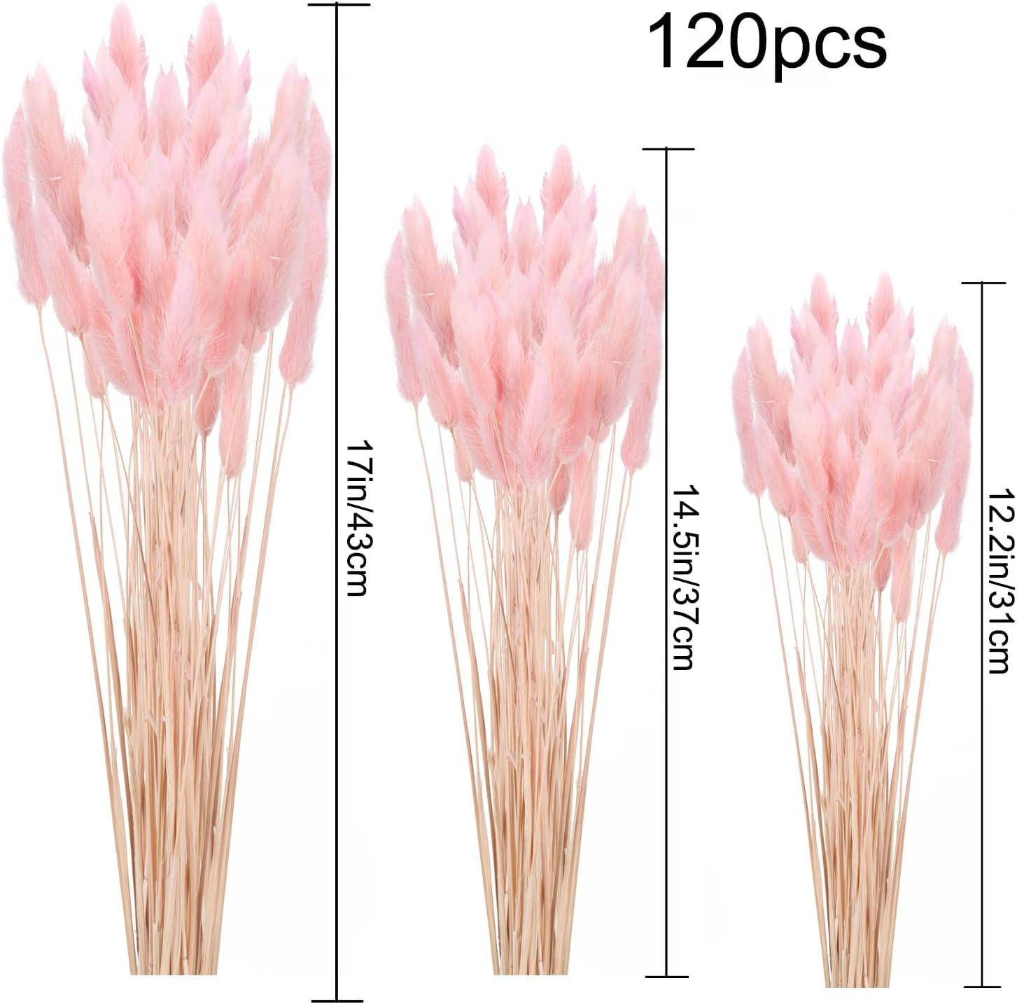 120 Pcs Natürliche Trockenblumen Pampasgras Getrocknet Blumen Klein Pampas Gras Pampasgras Trockenblumen Schilfgras für Hochzeit Hause Party Wedding Büro Fotografie Vase Deko Rosa
