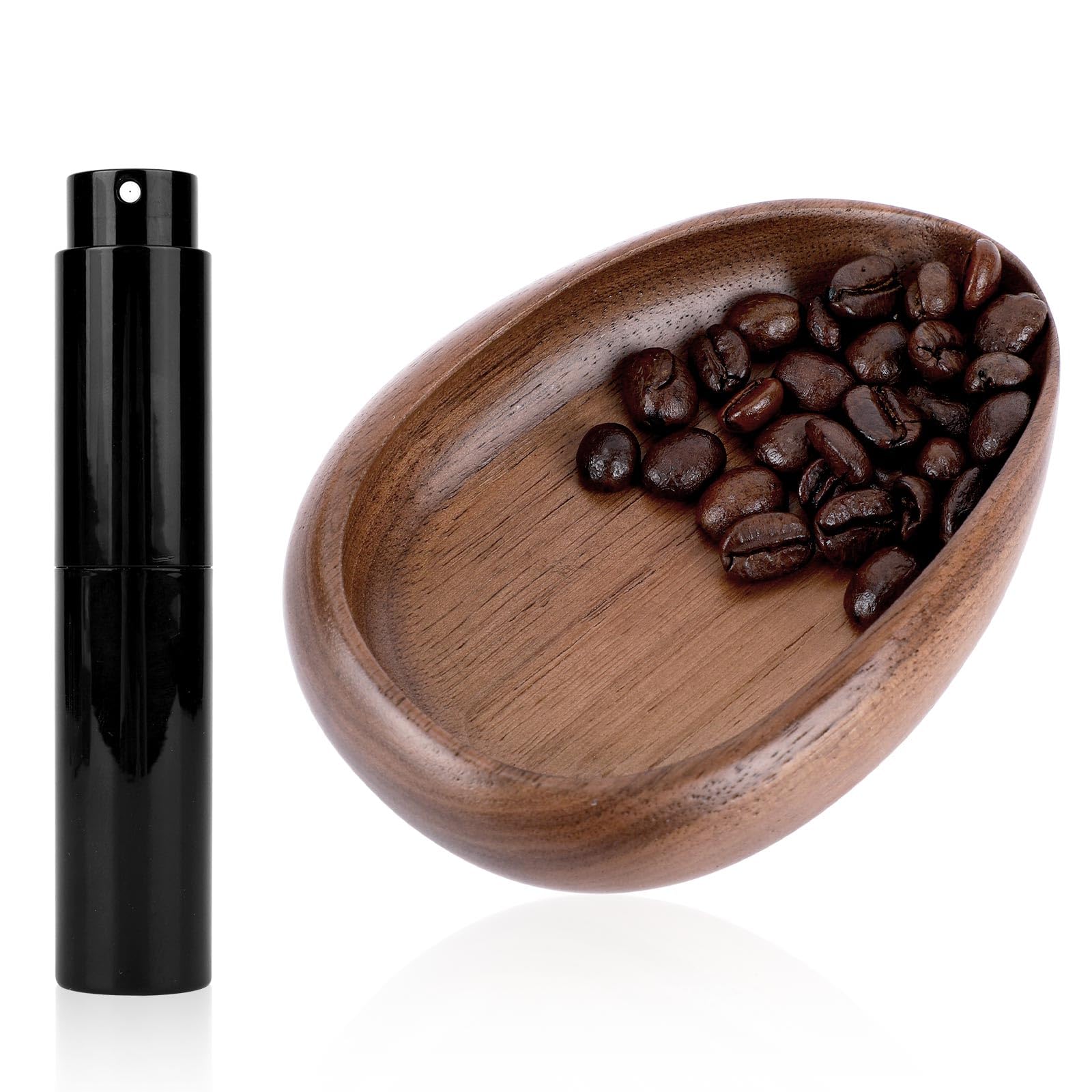 Coffee Bean Dosing Cup and Spray Bottle Set, Walnut Wood Espresso Dosing Cup with Static Spray | Holds 25g-30g Beans, Deep Design Barista Tools for Espresso Machine & Coffee Bar Station