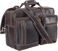 Vista 1 de Maletín de cuero para hombre, ampliable, grande, de 17 pulgadas, para laptop, bolsa de hombro, bolsa de viaje de negocios B2
