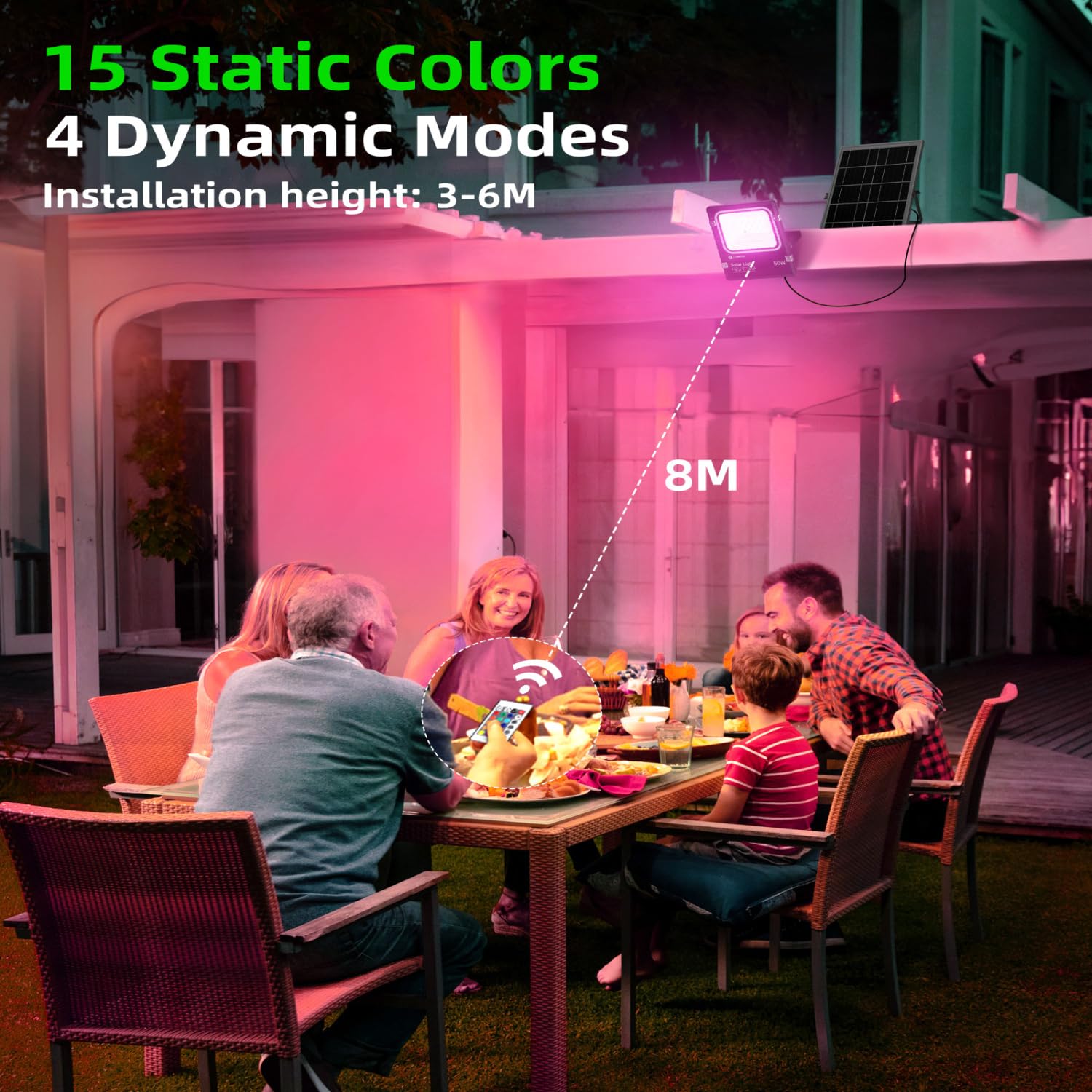 Aigostar - 50W Faro LED Esterno RGB con Telecomando, 4000mAh Batteria di Grande Capacità e Pannello Solare. Faretti Solari Esterno per Interni, Giardini, Cortili, Portici, Impermeabile IP66, 2 Unità