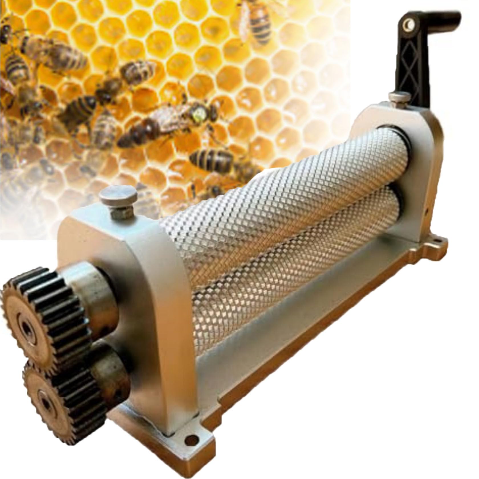 ZHIXUMM 280mm Manual Beeswax Comb Foundation Roller Mill Machine Bee Wax Rollers Stamper Printing Machine Cell Size 5.4mm/4.9mm/4.8mm Optional, For Thick Wax Strips To Thin Ribbons Processing 5.1mm