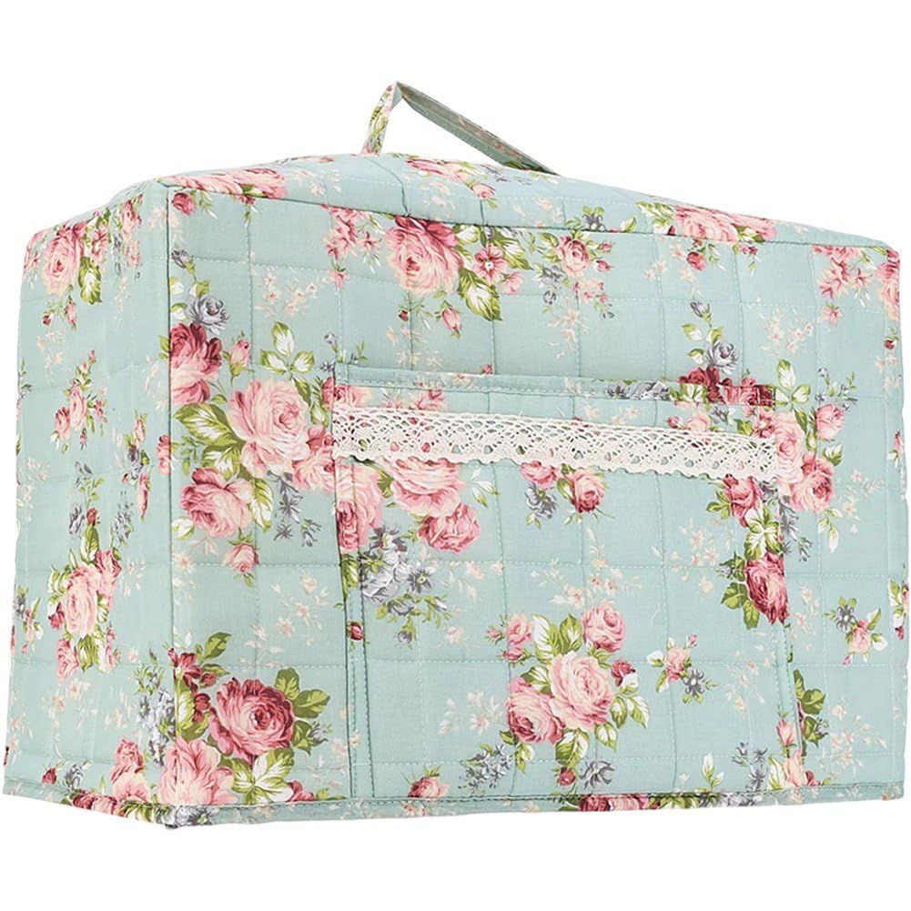 Baokuan Floral Sewing Machine Cover Quilted Fabric Dust Cover with Pockets for Most Standard Sewing Machines and Accessories
