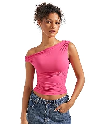 SUUKSESS Women Off Shoulder Tops Sleeveless Shirts Y2K Going Out Crop Tank Top
