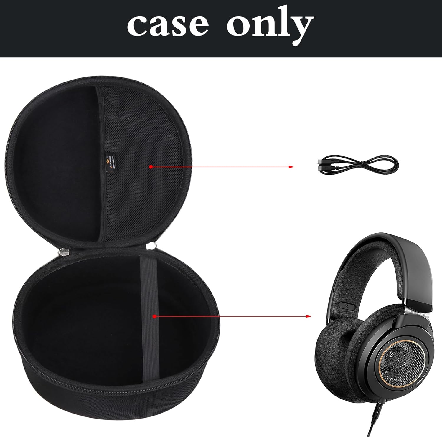 Aproca Case Compatible with Philips SHP9600 SHP9500 Over Ear Open Back Stereo Headphones, Portable Storage Bag for Accessories (Case Only) - Image 2