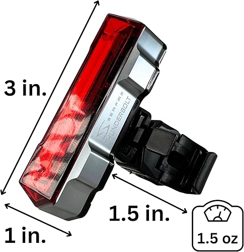 Miniatura 3 de Serfas Thunderbolt 2.0 - Combo de luz trasera para bicicleta, 7 modos, 50 y 120 lúmenes