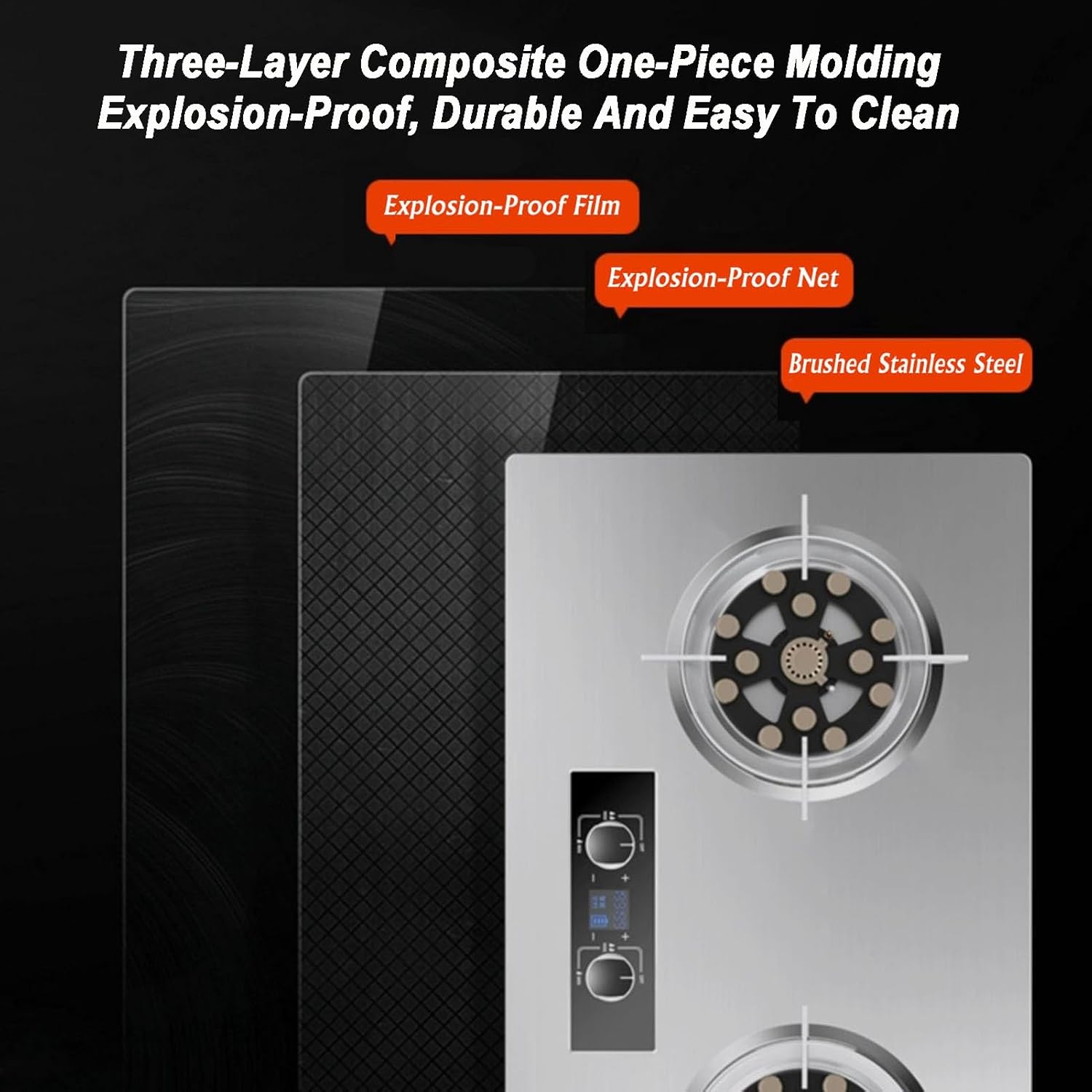 Gas Cooker,5.2kW Timer-Controlled Dual-Use Stove,Stainless Steel Double-Burner,for Family Restaurants Food Stalls(NG)