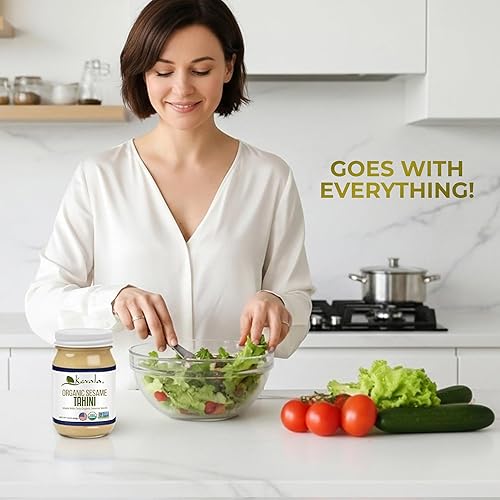 Miniatura 6 de Kevala Organic Sesame Tahini – USDA Organic, Non‑GMO Project Verified & Kosher Certified Smooth Hulled Sesame Paste in Glass Jar for Spreads