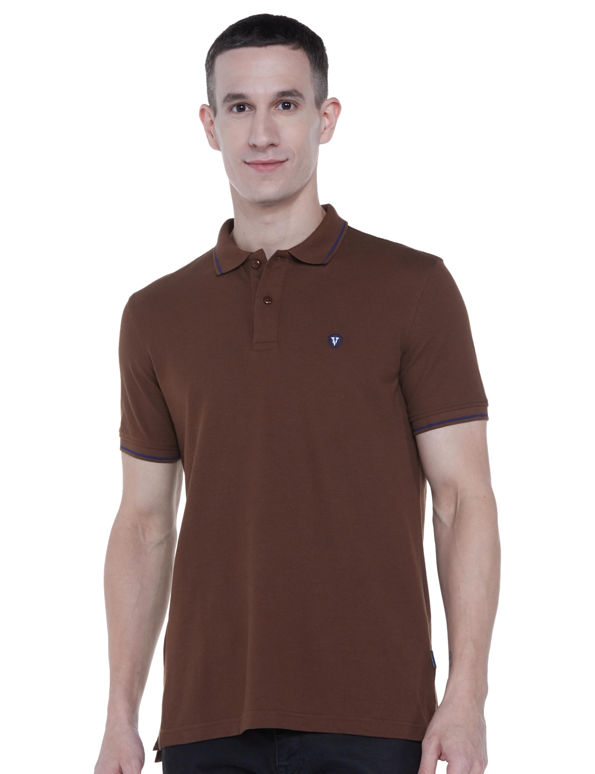 Van HeusenMen's Cotton Solid Regular Fit T-Shirt