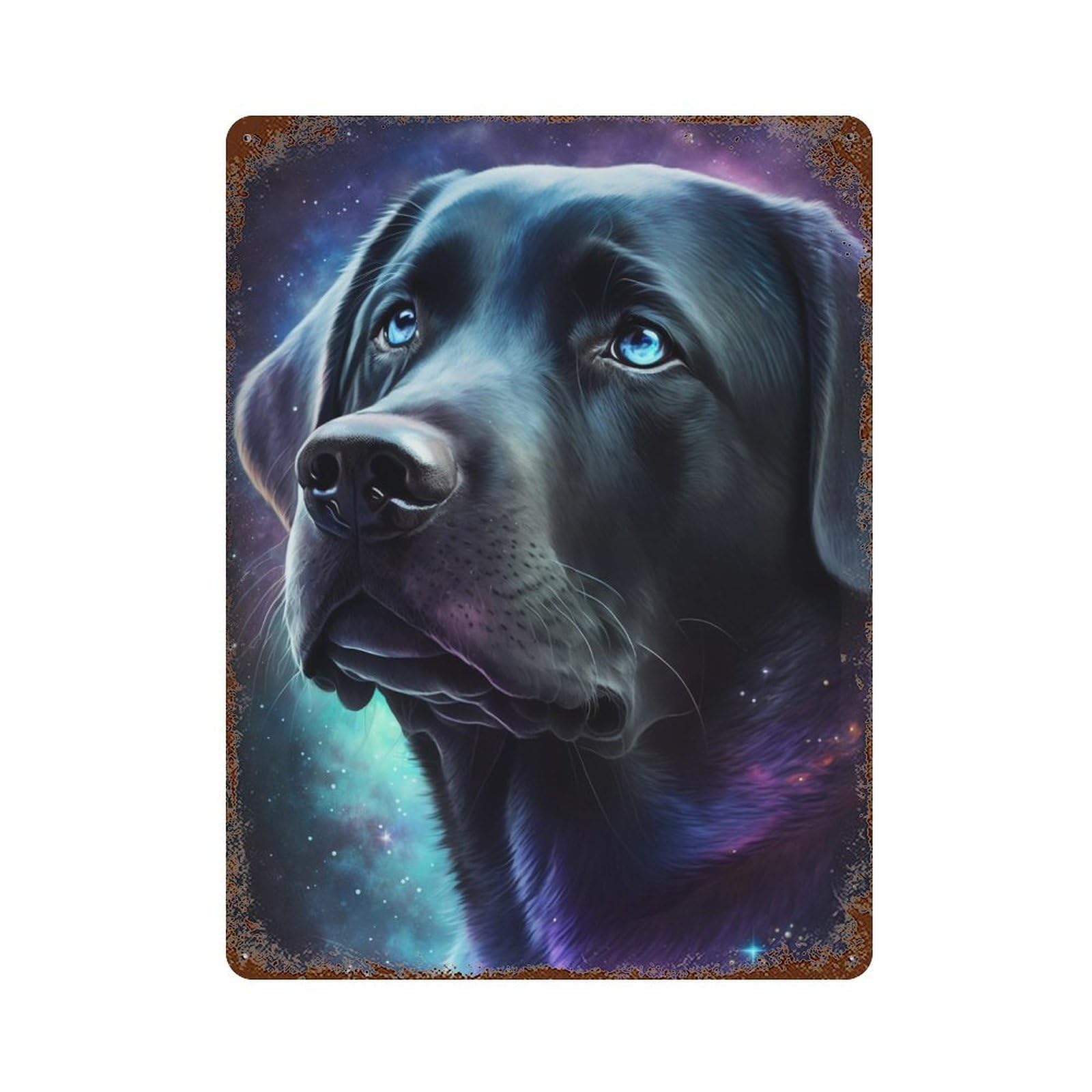 Rust Effect Galactic Labrador Portrait -4 Weathered Tin Sign 15.7"x11.8", Farmhouse Wall Decor for Farmhouse, Kitchen And Entryway Decor