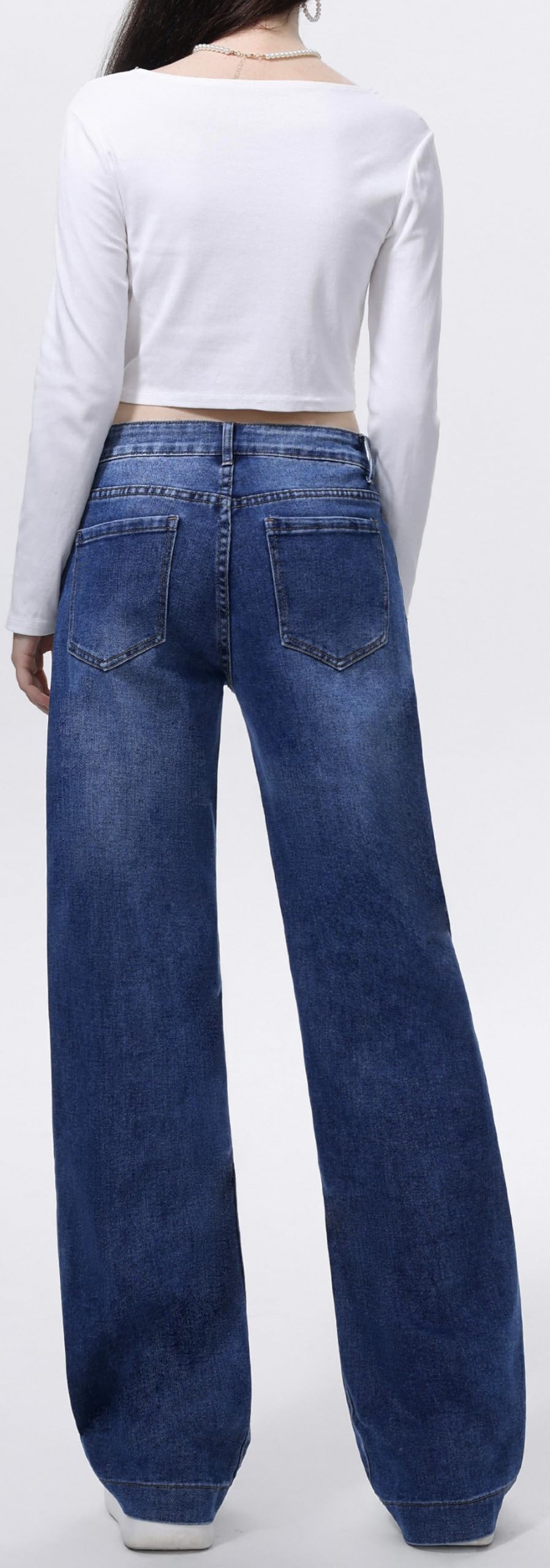 Jean pour femme, taille haute, ample, coupe large