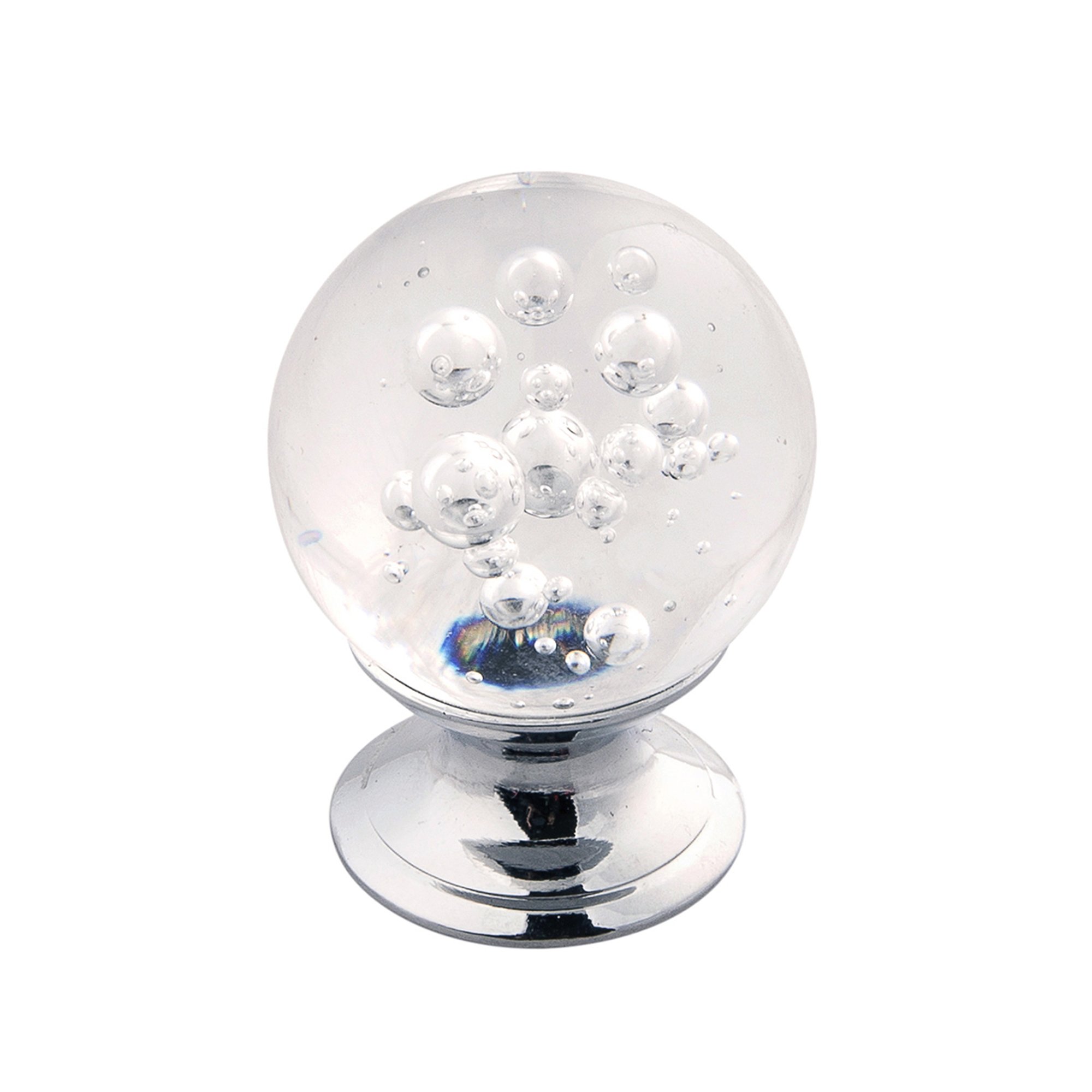 Bouton en verre et chrome pour moderniser un meuble ancien