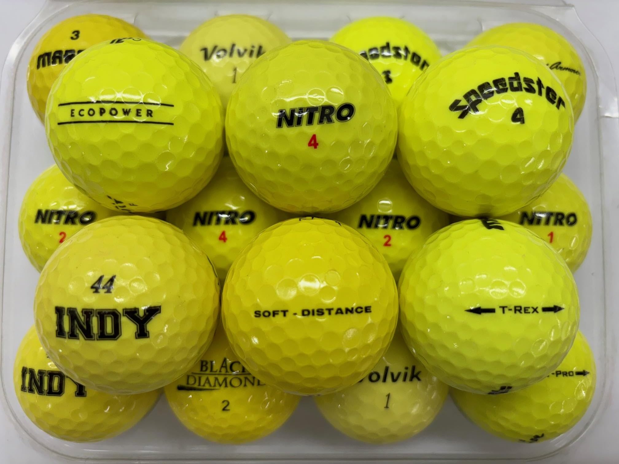 50 pelotas de golf amarillas – Pearl/Grade A Value Brand Mix (USED not new)