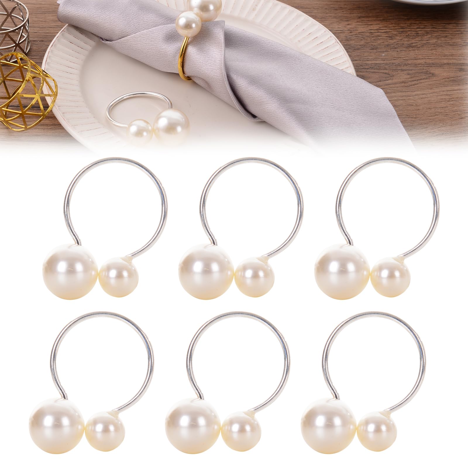 Silver Napkin Rings Set, Christmas Napkin Rings (10 PCS), no